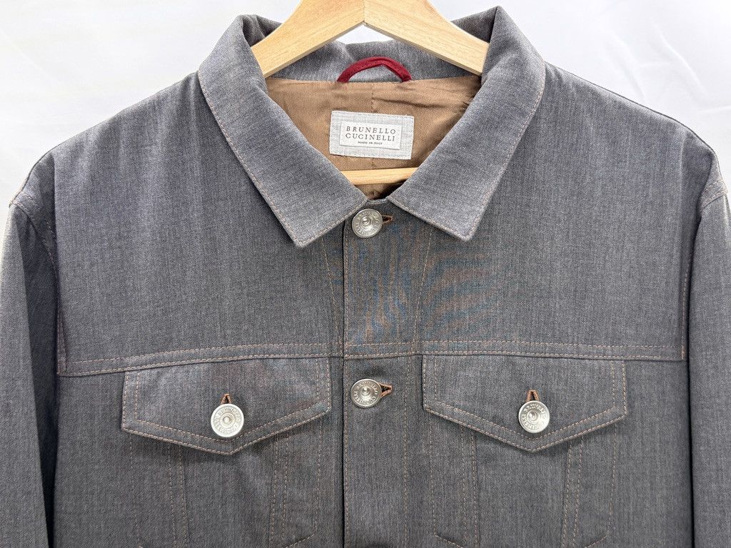 Brunello Cucinelli BRUNELLO CUCINELLI Wool Denim Bomber Grey Jacket Size US M / EU 48-50 / 2 - 3 Thumbnail