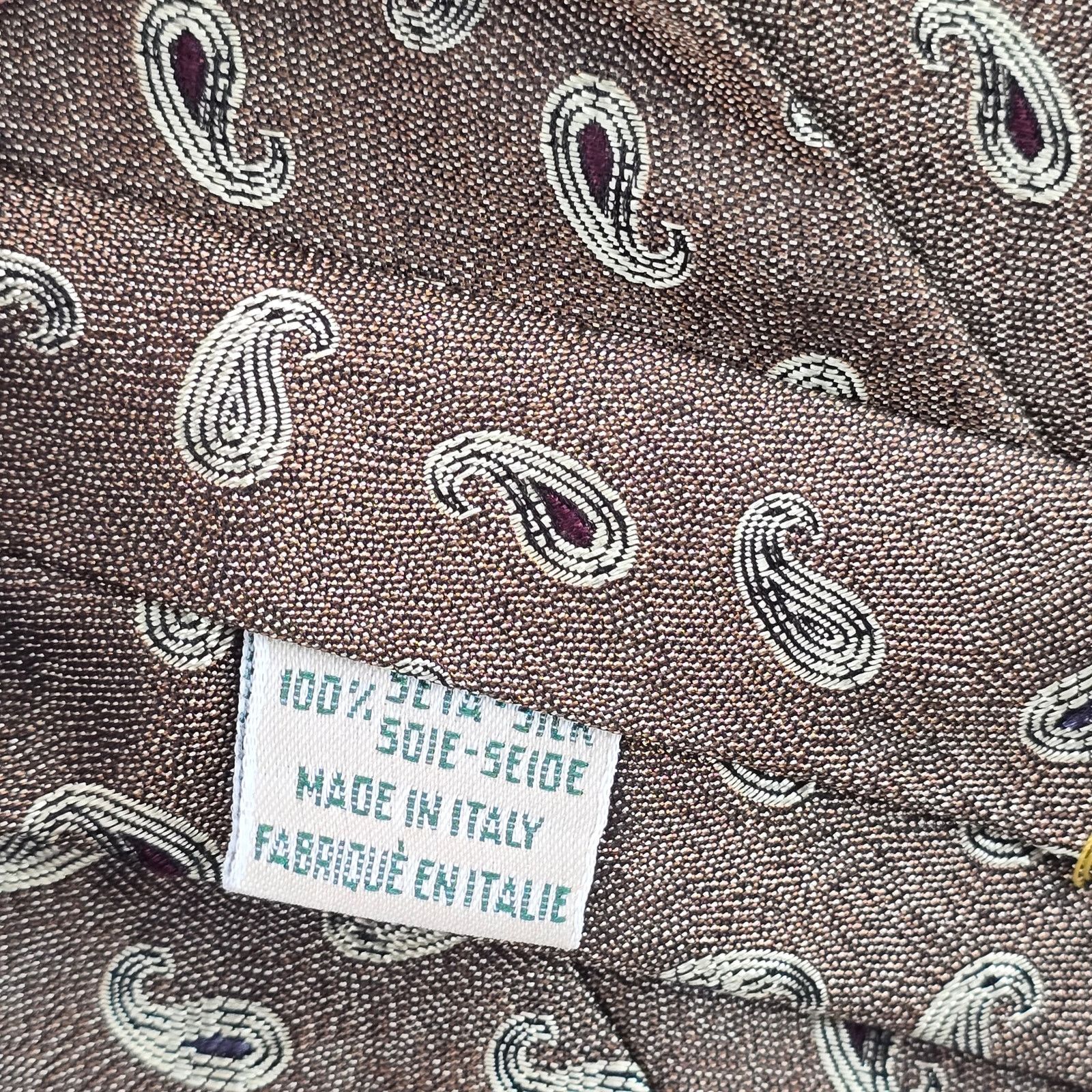 Joseph Abboud Joseph Abboud Gold Brown Paisley Floral Silk Italy Neck Tie Size 28 - 5 Thumbnail