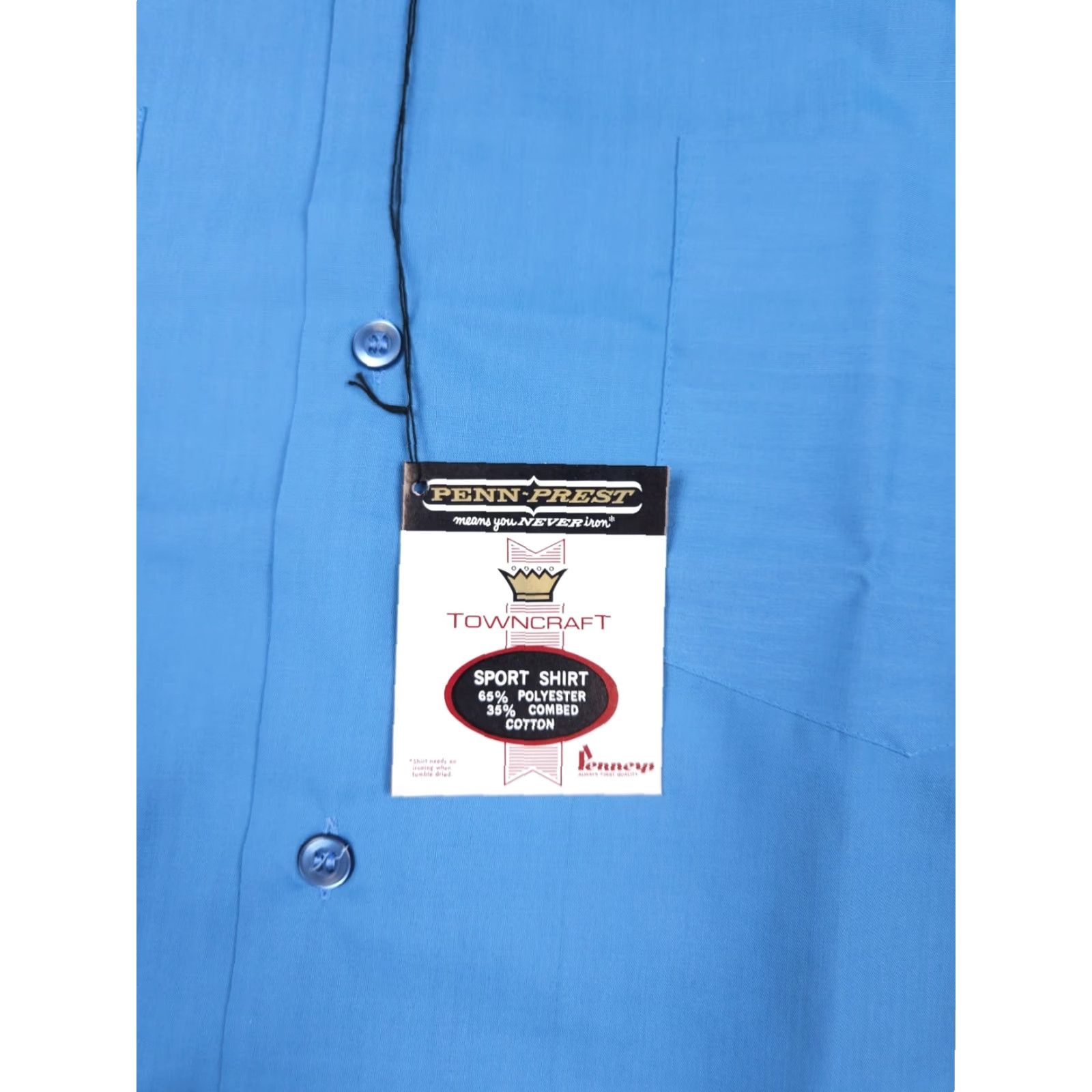 Vintage VINTAGE Penn-Prest Towncraft Shirt Mens Medium Blue Short Sleeve NWT Pennys Cotton Blend Rockabilly 1960s Button-Front Mens Size US M / EU 48-50 / 2 - 6 Thumbnail