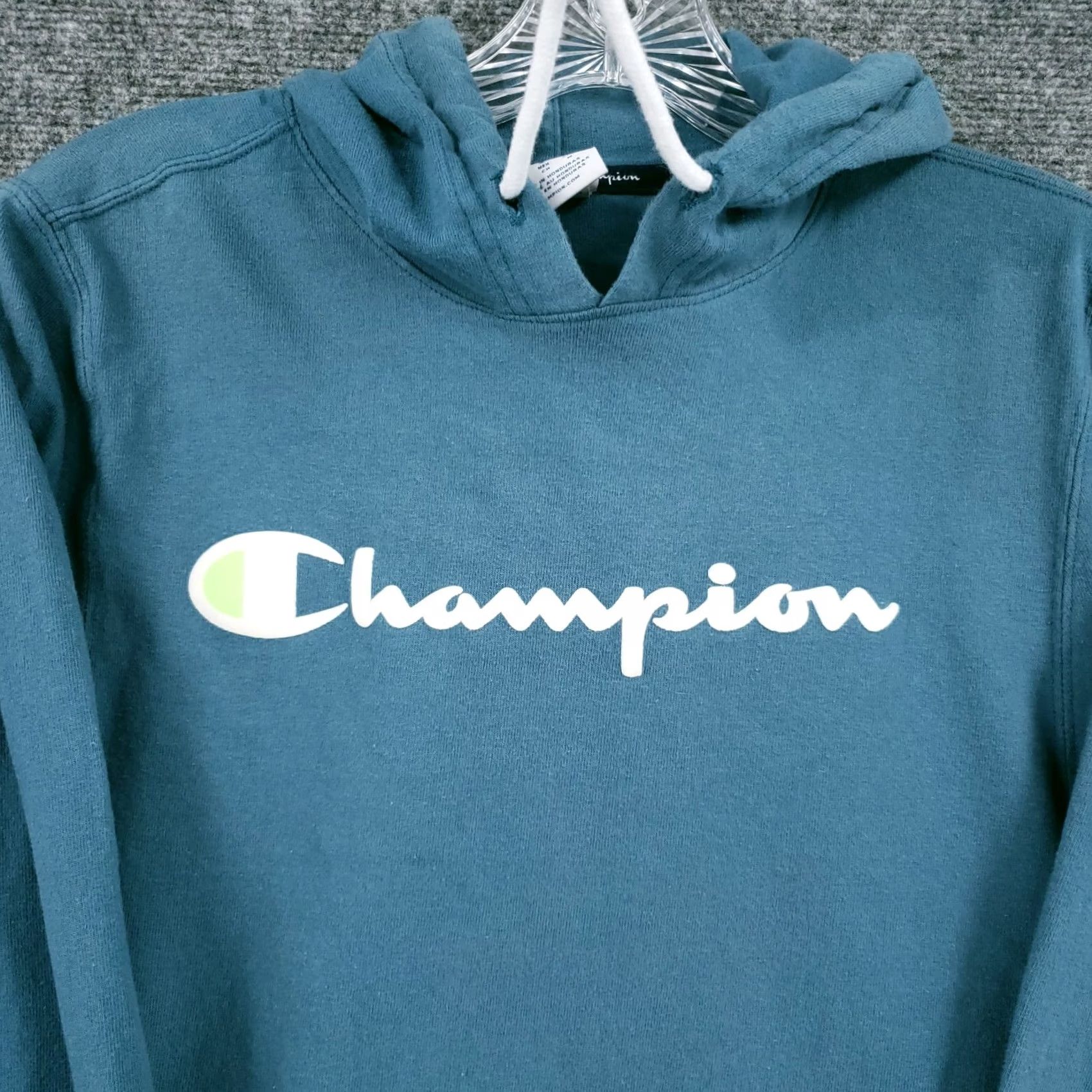 Champion Champion Hoodie Men S Small Teal Green Midweight Jersey Sweatshirt Knit Pullover Size US S / EU 44-46 / 1 - 4 Thumbnail