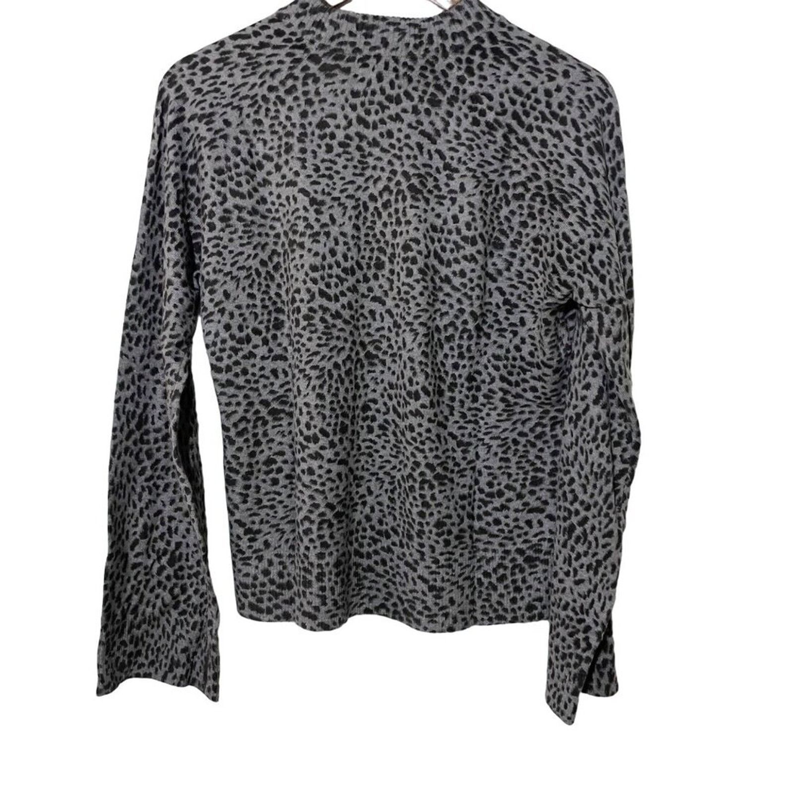 MONROW Monrow · Medium · Leopard Mock Neck Pullover Cotton Cashmere Size M / US 6-8 / IT 42-44 - 3 Thumbnail