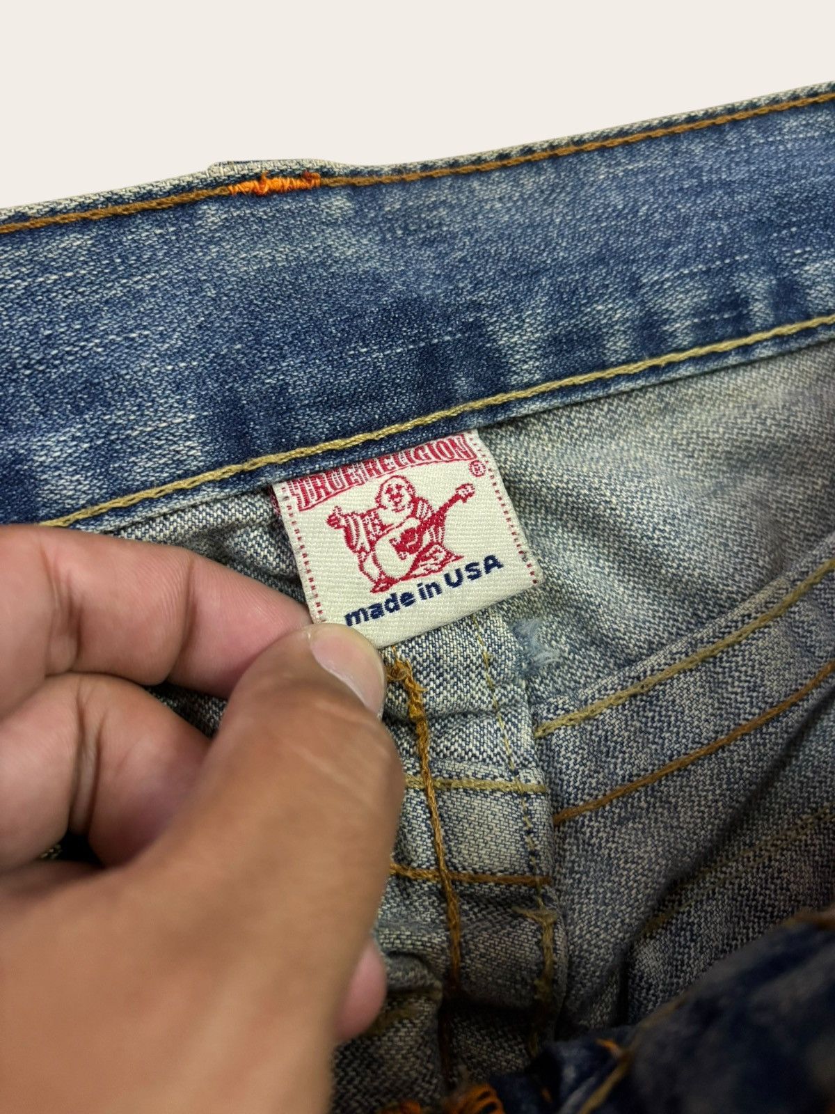 True Religion Vtg True Religion BILLY Distress Flared Yellow Faded Jeans Size US 34 / EU 50 - 13 Thumbnail
