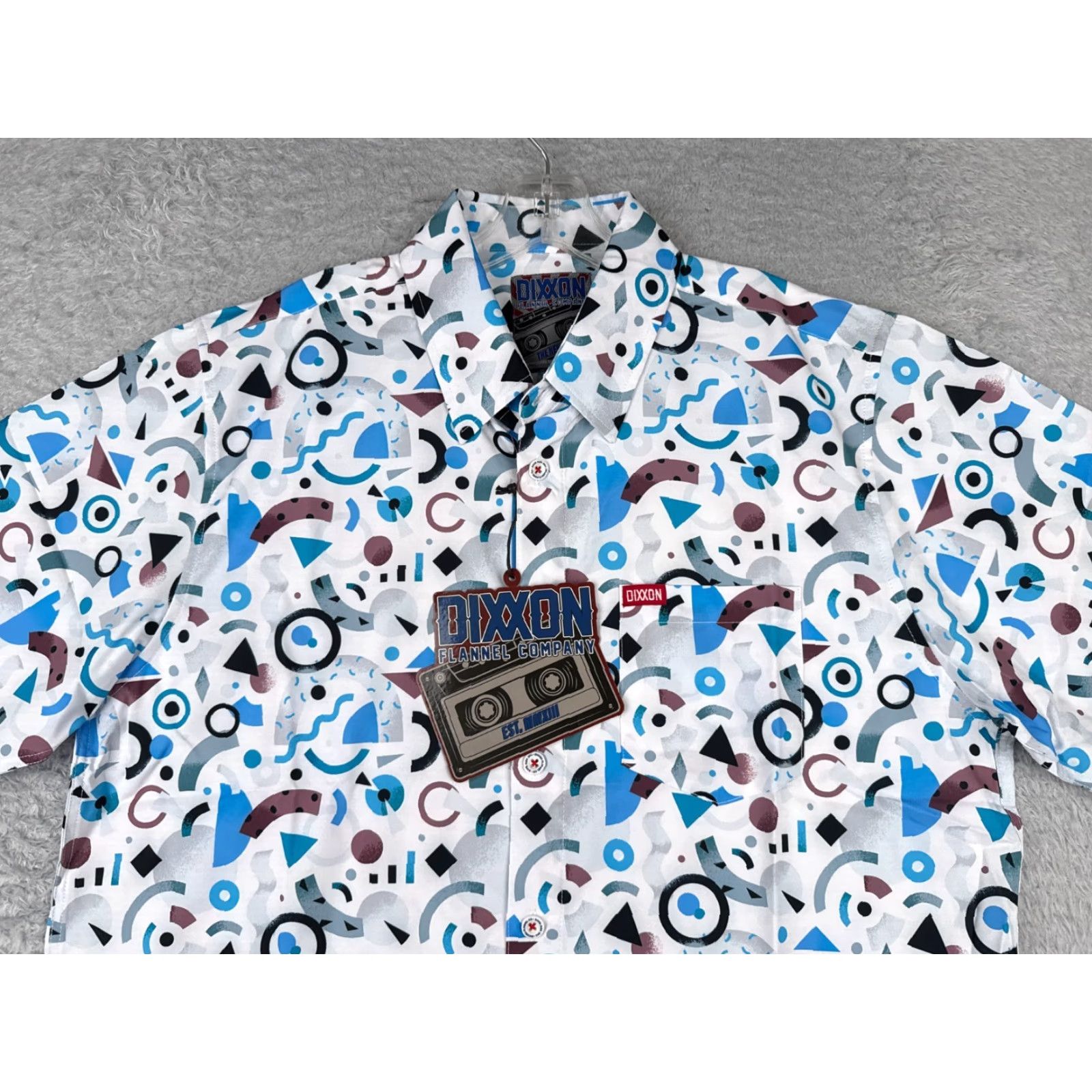 Vintage Dixxon Shirt Men Large White Blue Party Shirt The New Wave Retro 90s Look Poly Shirt Button-Up Floral Hawaiian Size US L / EU 52-54 / 3 - 4 Thumbnail