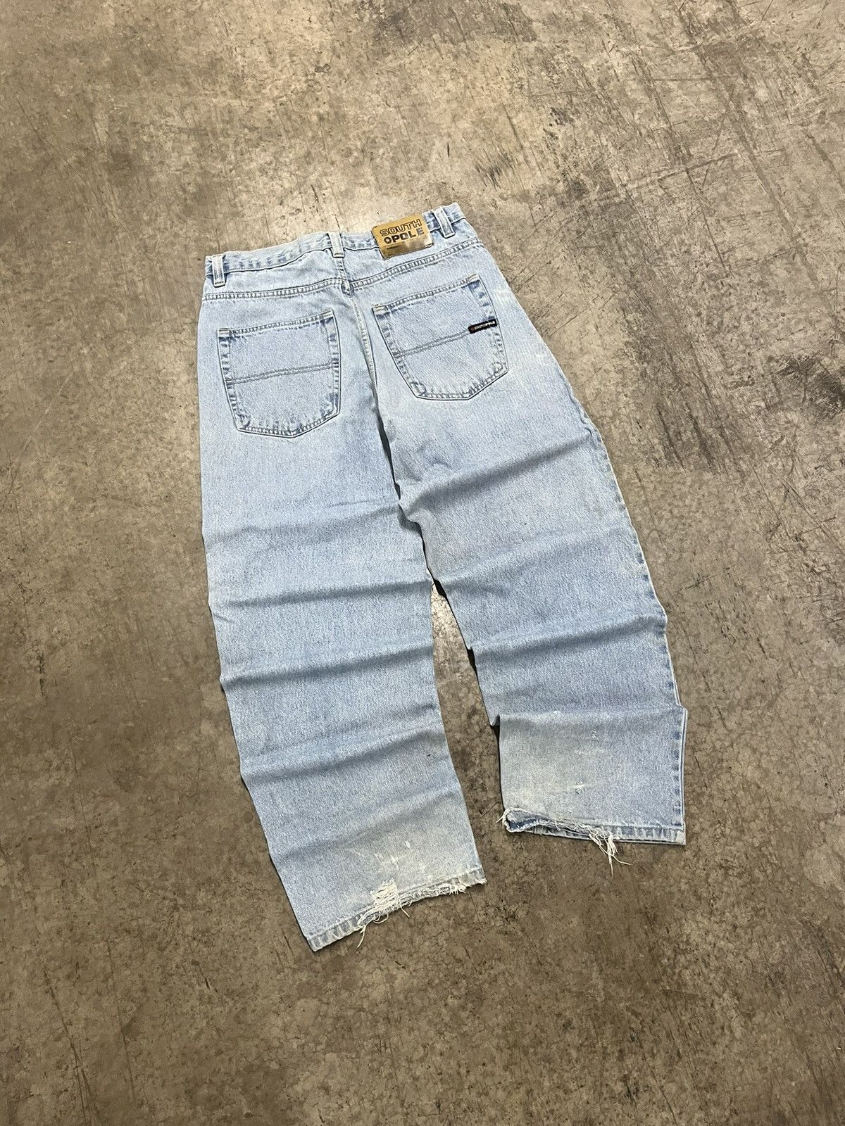 Southpole × Vintage Southpole y2k baggy fit wide leg denim light wash thrashed Size US 34 / EU 50 - 2 Thumbnail