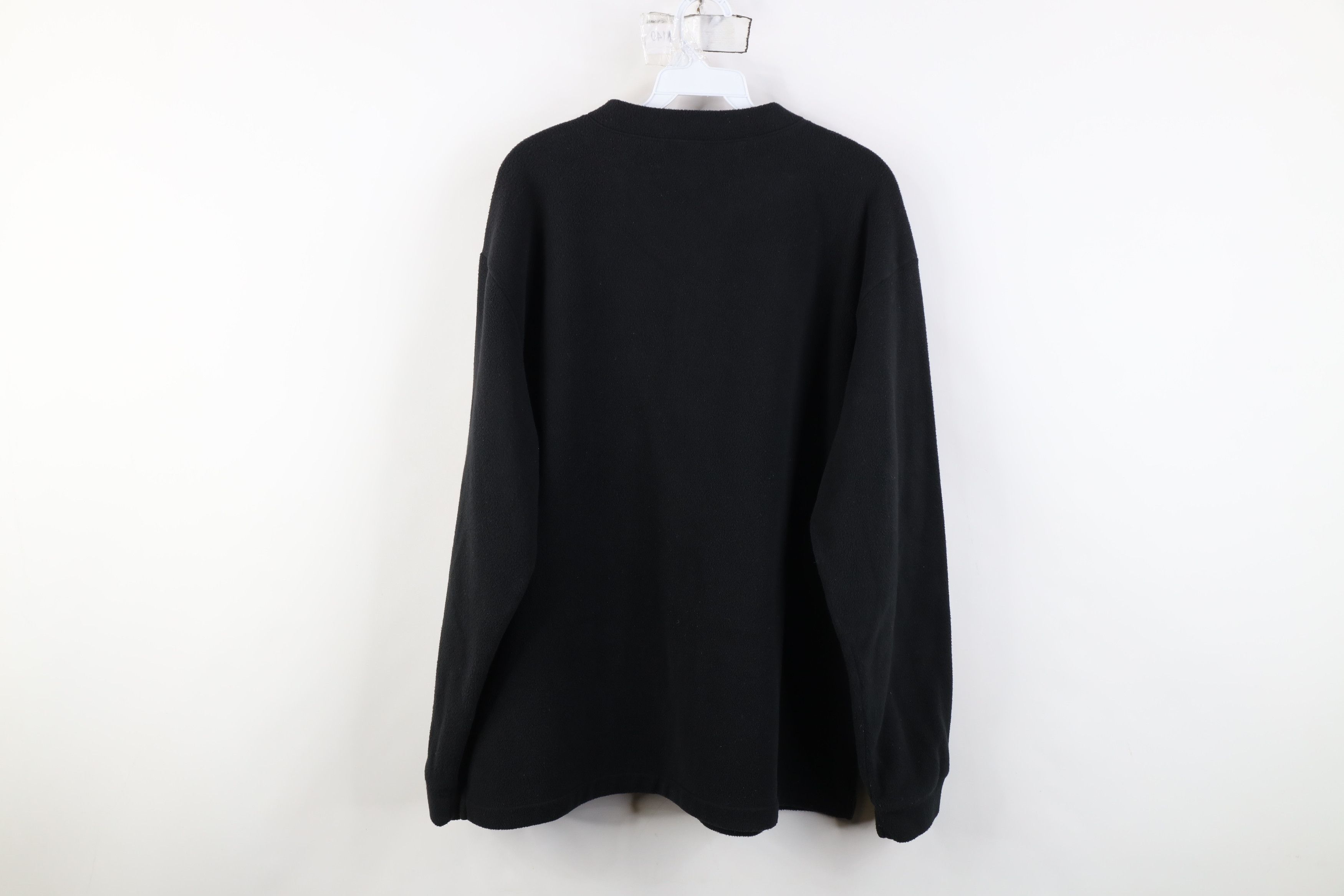 L.L. Bean Vintage 90s LL Bean Faded Blank Fleece Henley Sweater Black Size US L / EU 52-54 / 3 - 9 Thumbnail