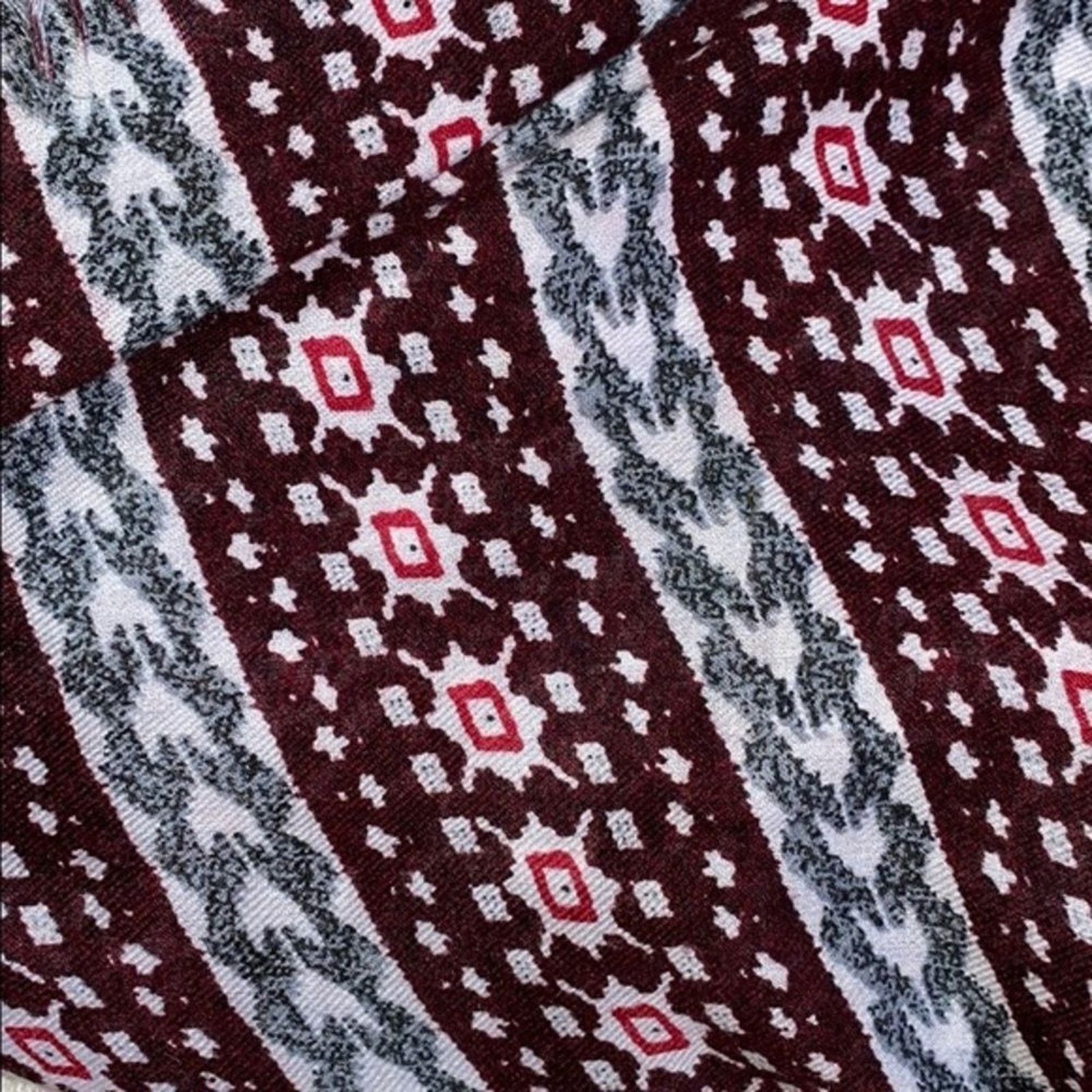 Other Bohemian Burgundy & Gray Aztec Print Scarf | Sz OS Size ONE SIZE - 3 Thumbnail