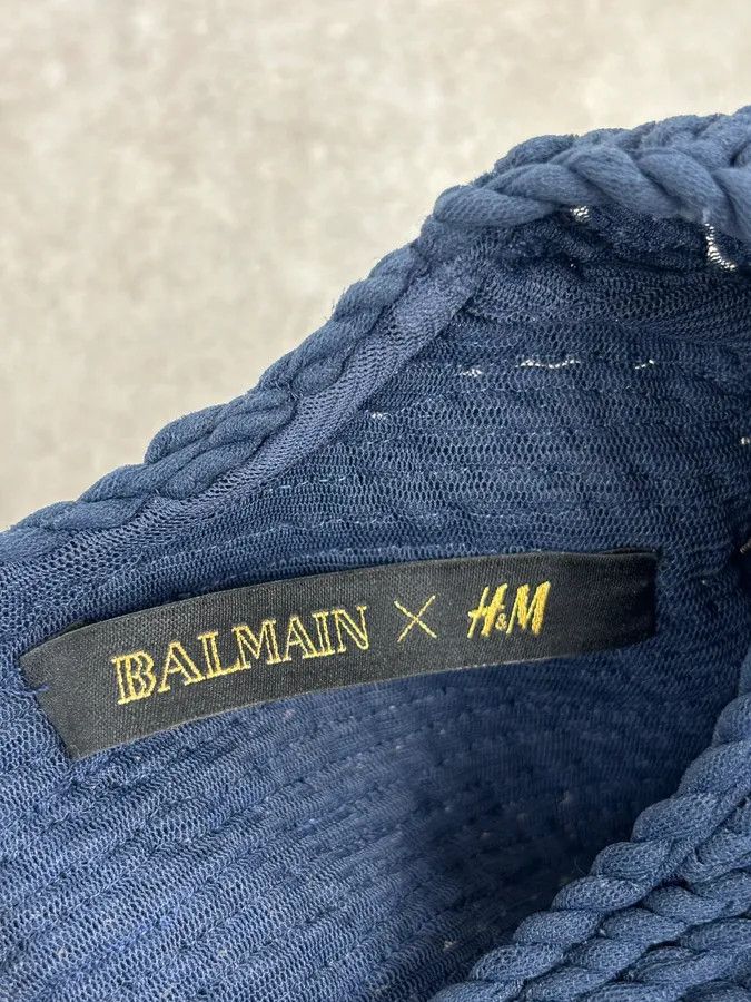Balmain SS2015 Balmain x H&M Navy Gold-Beaded Blouse Size S / US 4 / IT 40 - 10 Thumbnail