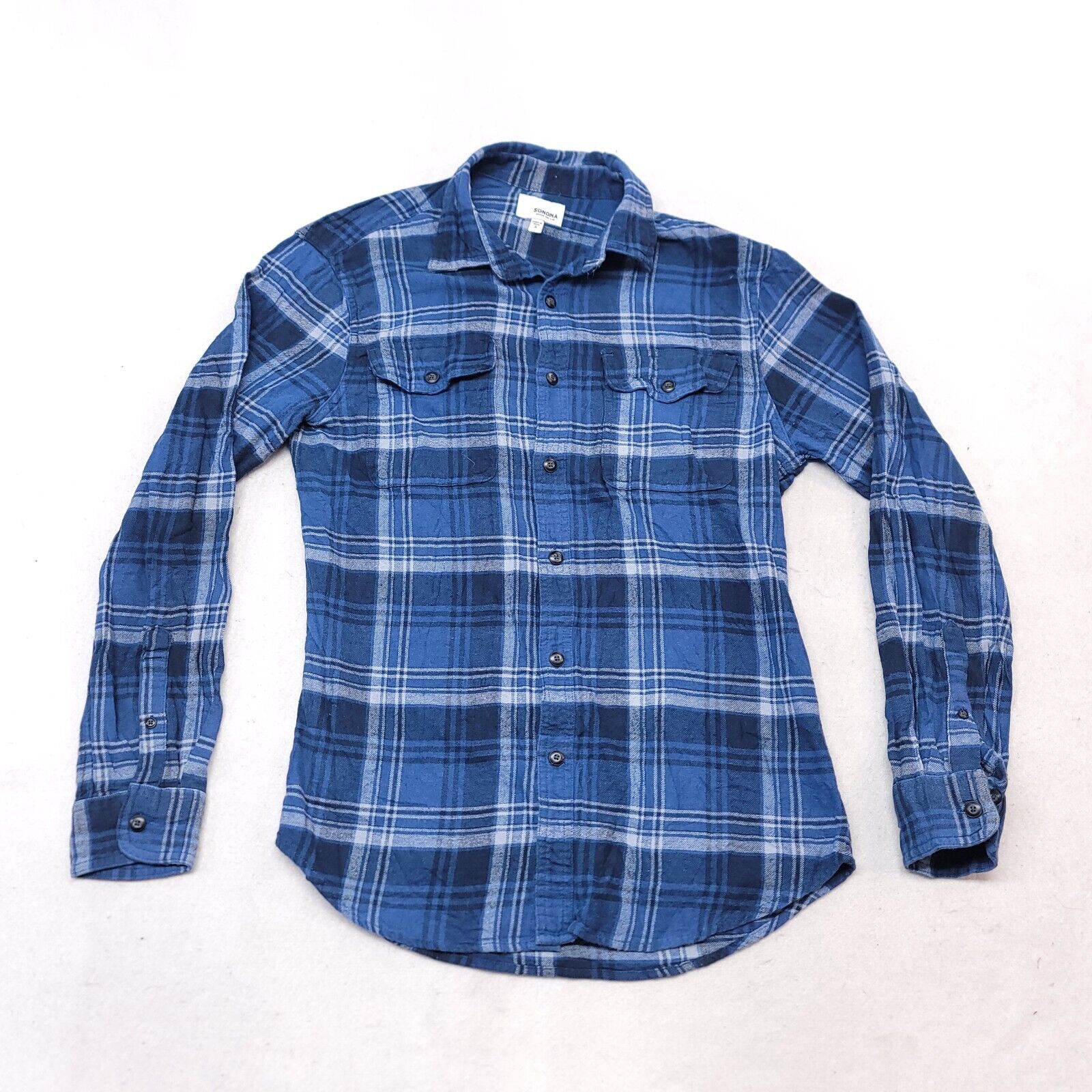 Sonoma Sonoma Madras Flannel Casual Button Up Shirt Men Size S Blue Size US S / EU 44-46 / 1 - 2 Thumbnail