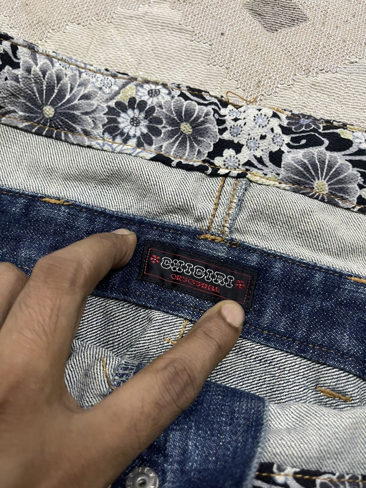 Karakuri Tamashii 90s CHIGIRI DOUBLE WAIST RARE COTTON/DENIM JEANS Size US 31 - 8 Thumbnail