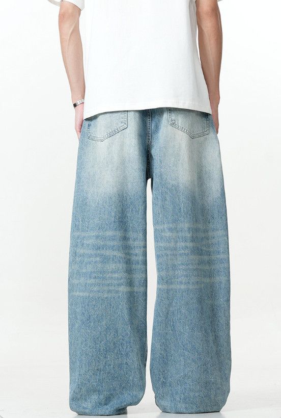 Jean American men's casual washed vintage blue scimitar jeans Size US 32 / EU 48 - 4 Thumbnail