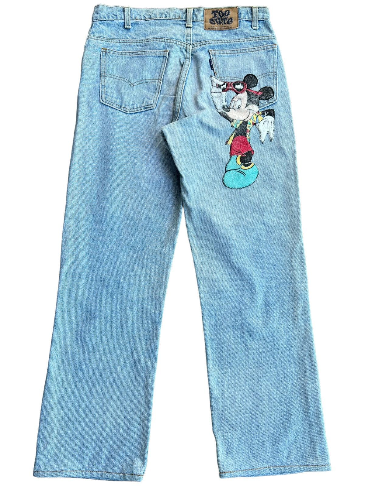 Levi's Vintage Clothing × Too Cute Guetta Bros. 🔥Vtg 90s Levis Too Cute Micky Mouse Patches Distressed Jeans Size US 31 - 16 Thumbnail