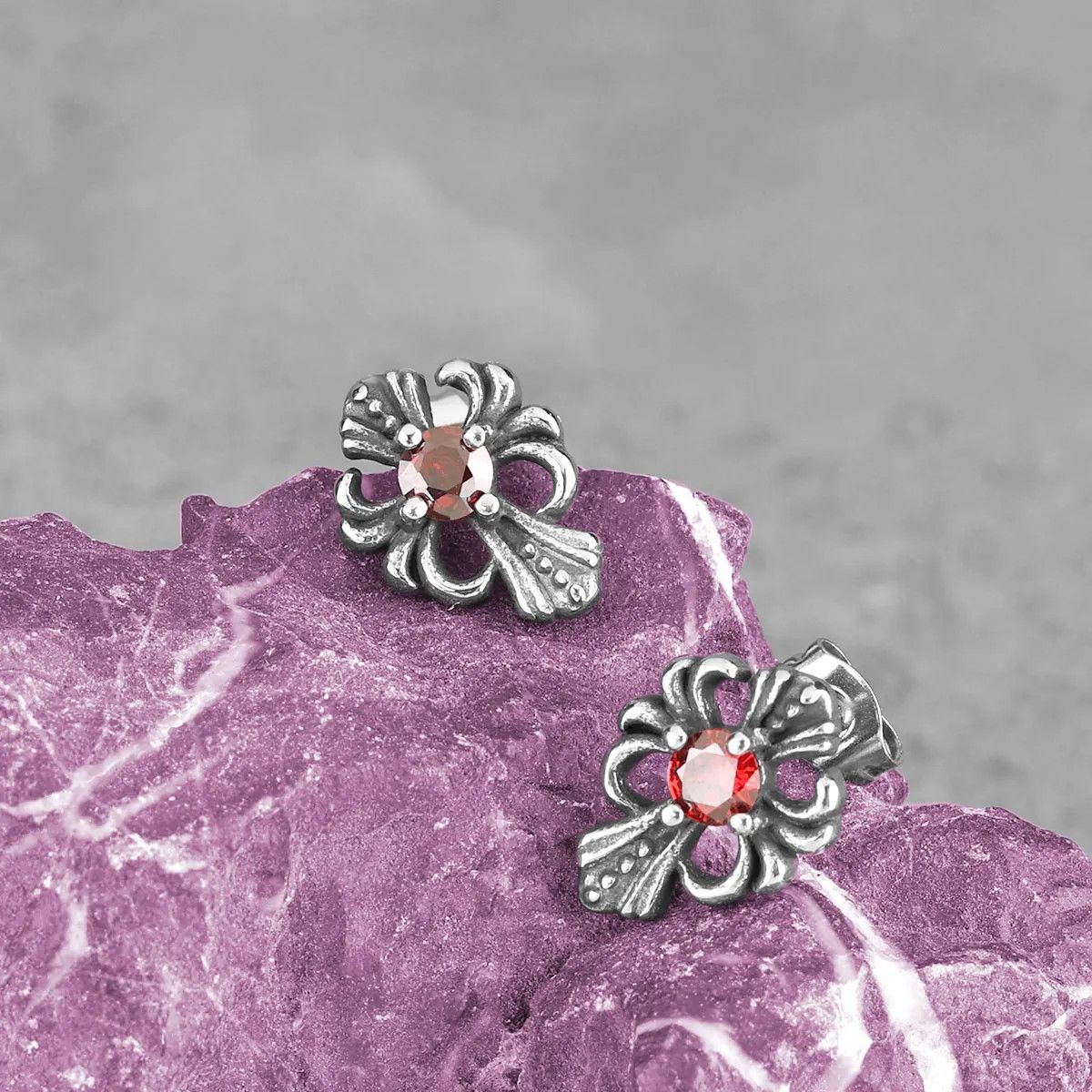 Jewelry Red Cross Stud Earrings Charm Stainless Earring Gift Size ONE SIZE - 1 Thumbnail