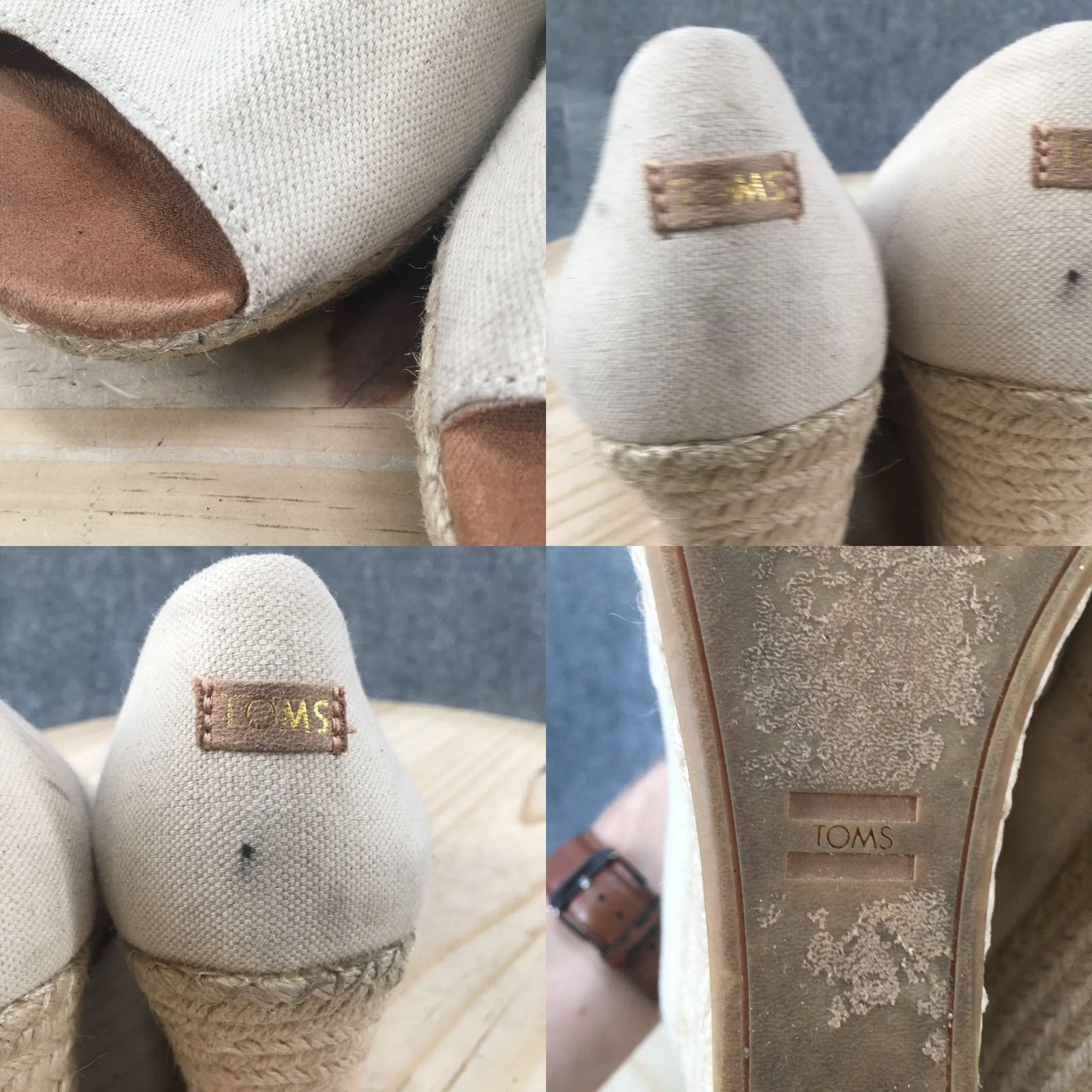 Toms Toms Sandals Womens 11 Michelle Wedge Espadrilles Beige Casual Slip On Peep Toe Size US 11 / IT 41 - 9 Thumbnail