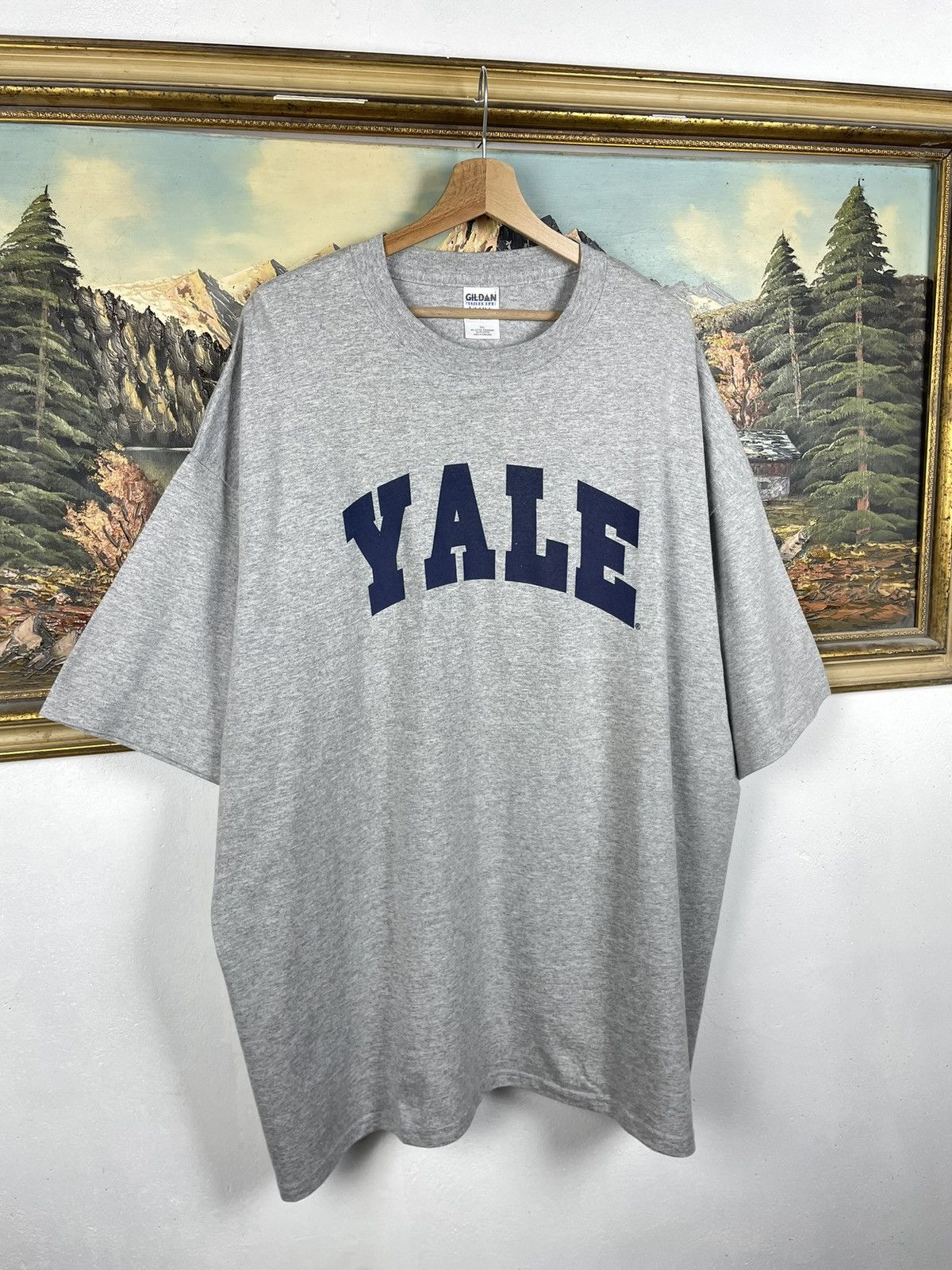 Vintage Yale Vintsge Y2k Gray Tee University College Baggy Oversize Size US XXL / EU 58 / 5 - 3 Thumbnail