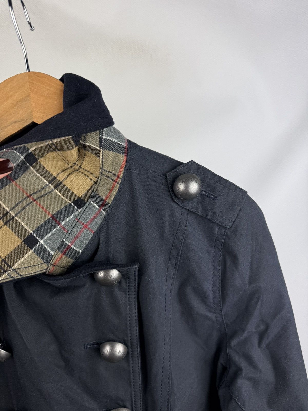 Barbour Barbour Ladies Wax Waxed Cotton Double Breasted Trench Coat Size L / US 10 / IT 46 - 21 Thumbnail