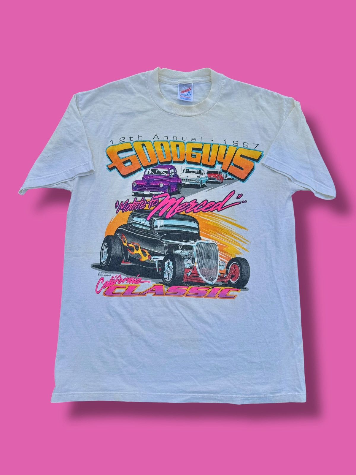 NASCAR × Vintage 1997 Vintage Hot Rod Car Show 90’s Neon Racing T-Shirt Size US M / EU 48-50 / 2 - 3 Thumbnail