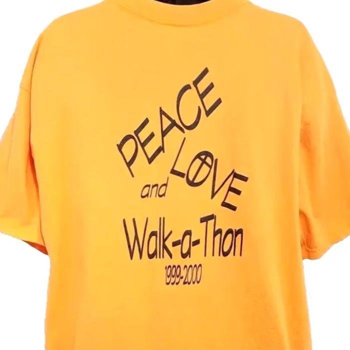 Tultex VINTAGE Jesus Walk A Thon T Shirt Mens 2XL Orange 90s Christian Mountain View Tultex Shirt Short Sleeve Crew Neck Graphic Tee Boys Womens Size US XXL / EU 58 / 5 - 2 Thumbnail