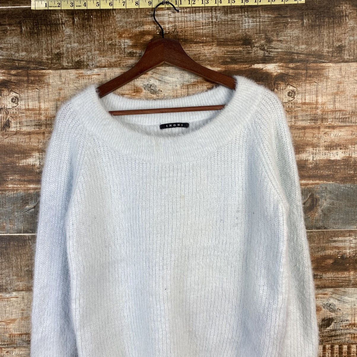 Homespun Knitwear DL Ingni Blue fur shaggy mohair Knitwear #C1042 Size S / US 4 / IT 40 - 2 Thumbnail