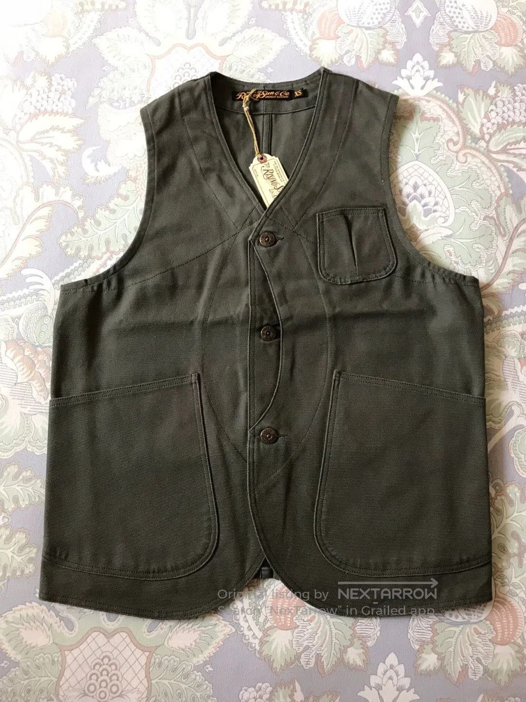 Rising Sun & Co. Rising Sun Canvas Work Vest Moss Green. Size US XS / EU 42 / 0 - 1 Thumbnail