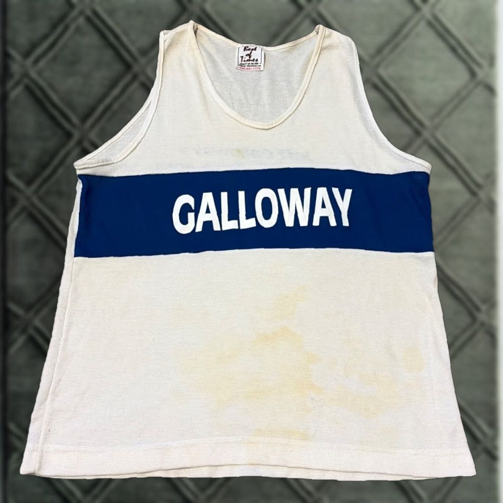 Vintage VINTAGE 80s Runner Jersey Marathon Race “Galloway” White Tank Top Women’s Medium Size M / US 6-8 / IT 42-44 - 1 Thumbnail