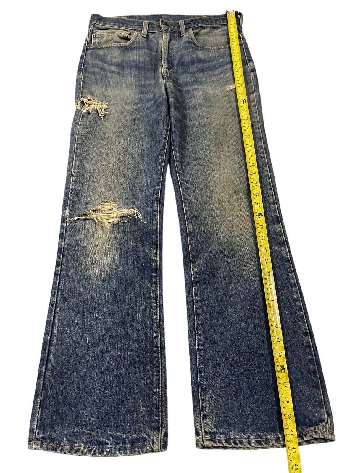 Vintage 70s Levis 517 Button #16 Distress Bootcut Jeans