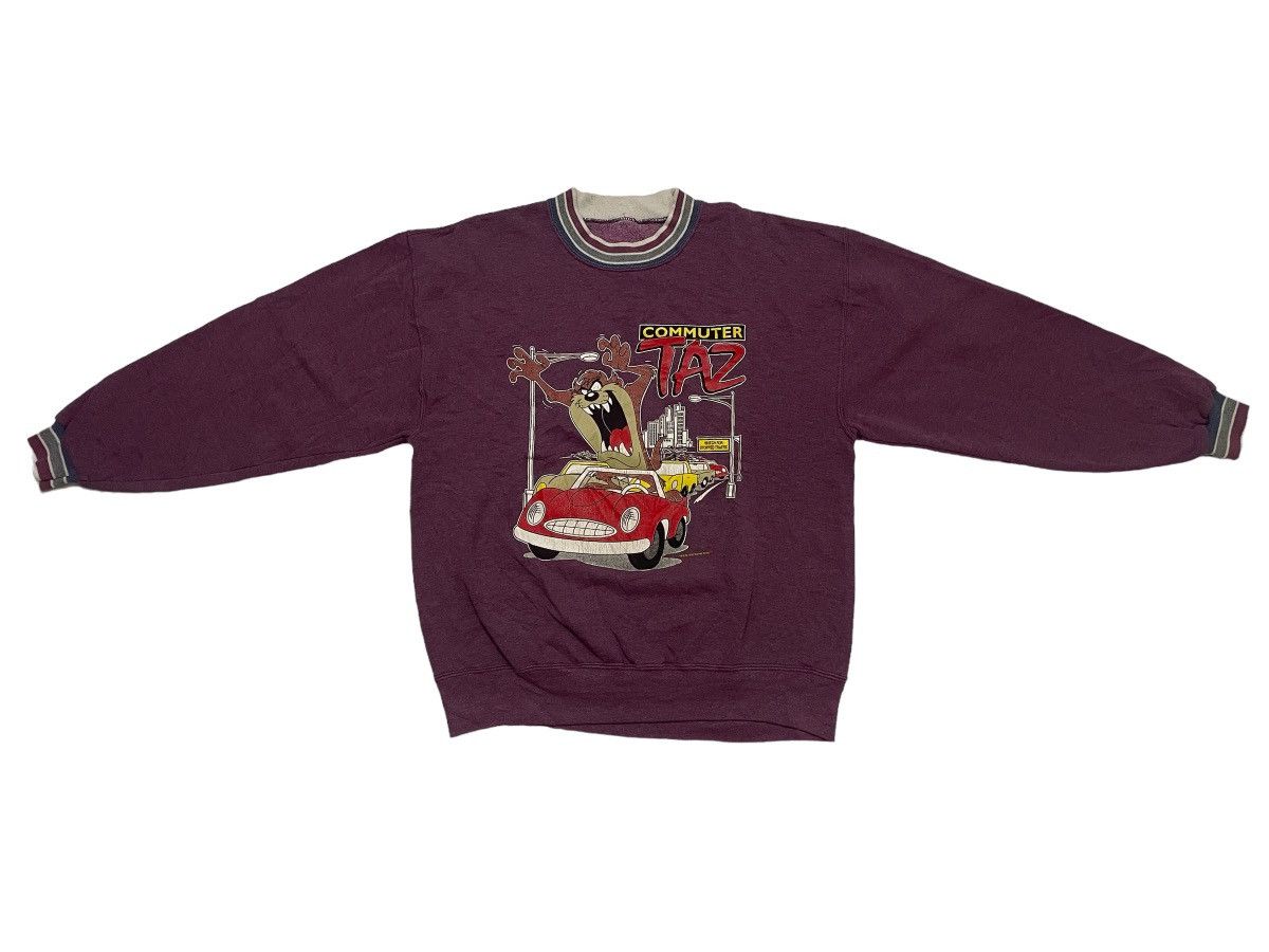 image of Vintage Sweatshirt 1996 Taz Mania By Warner Bros in Purple, Men's (Size Large)