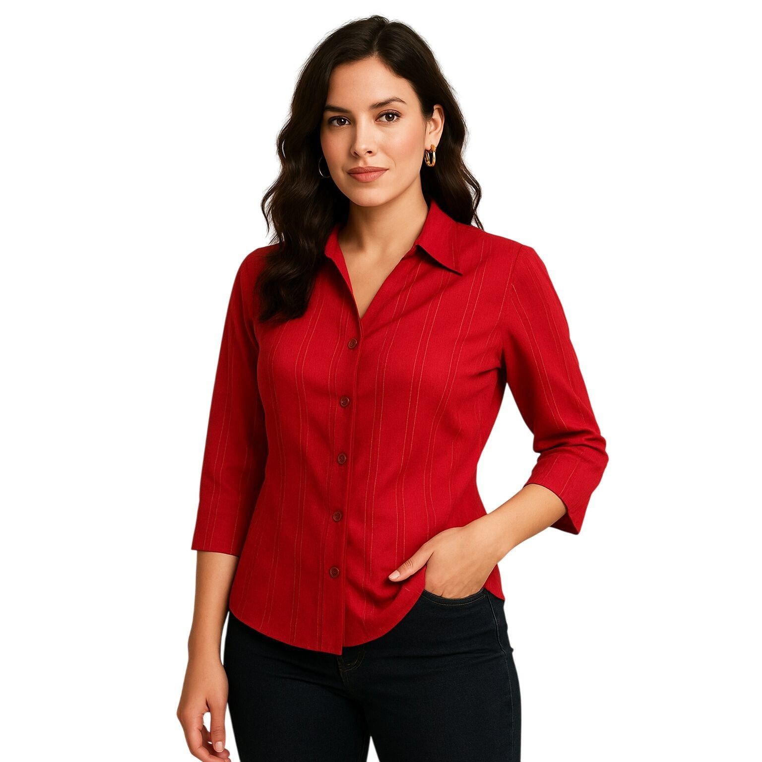 Other 1830 Petite Small Red Stretch Shimmer Blouse Y2K Glam City S Size S / US 4 / IT 40 - 10 Thumbnail