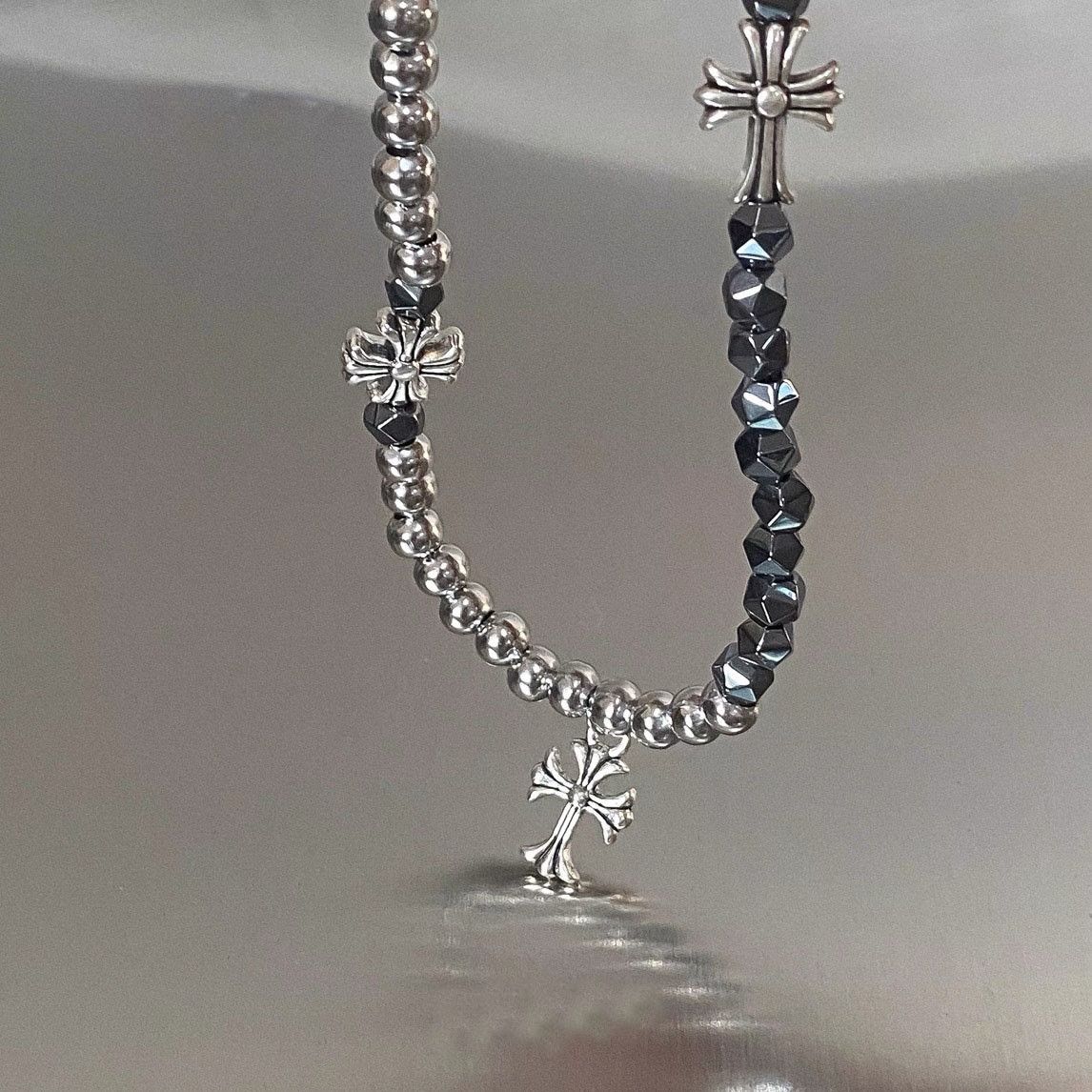 Japanese Brand Titanium Steel Cross Bead Necklace Size ONE SIZE - 4 Thumbnail