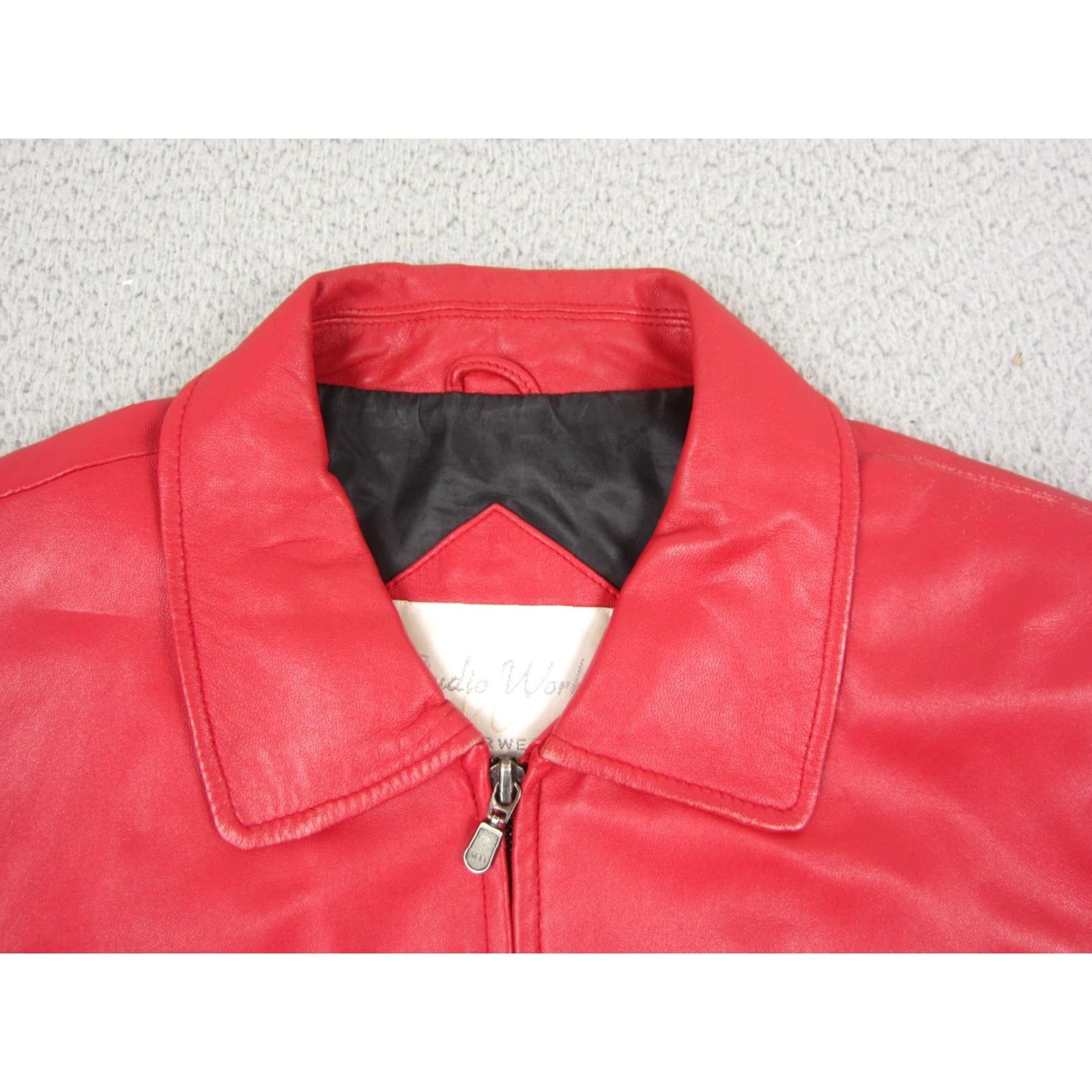 Vintage VINTAGE Studio Works Leather Jacket Womens Large Red Full Zip 90s Classic Size L / US 10 / IT 46 - 3 Thumbnail
