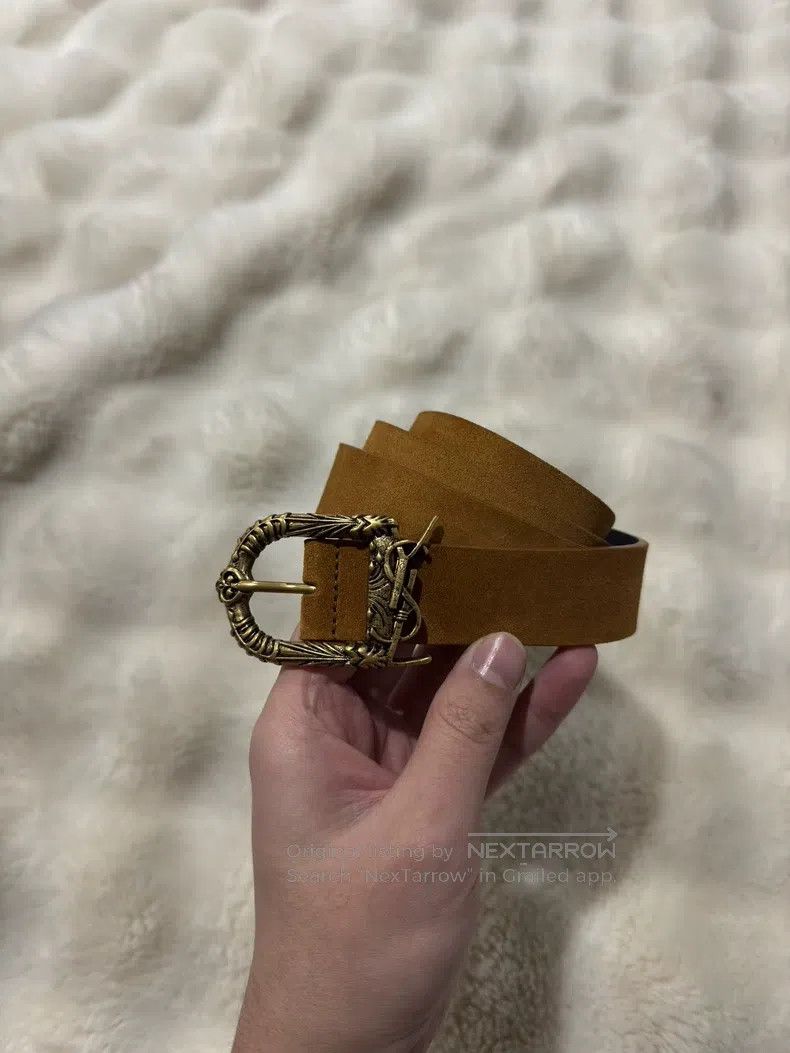 Saint Laurent Paris Saint Laurent Paris size 90 Golden Embossed Logo Belt Size ONE SIZE - 1 Thumbnail