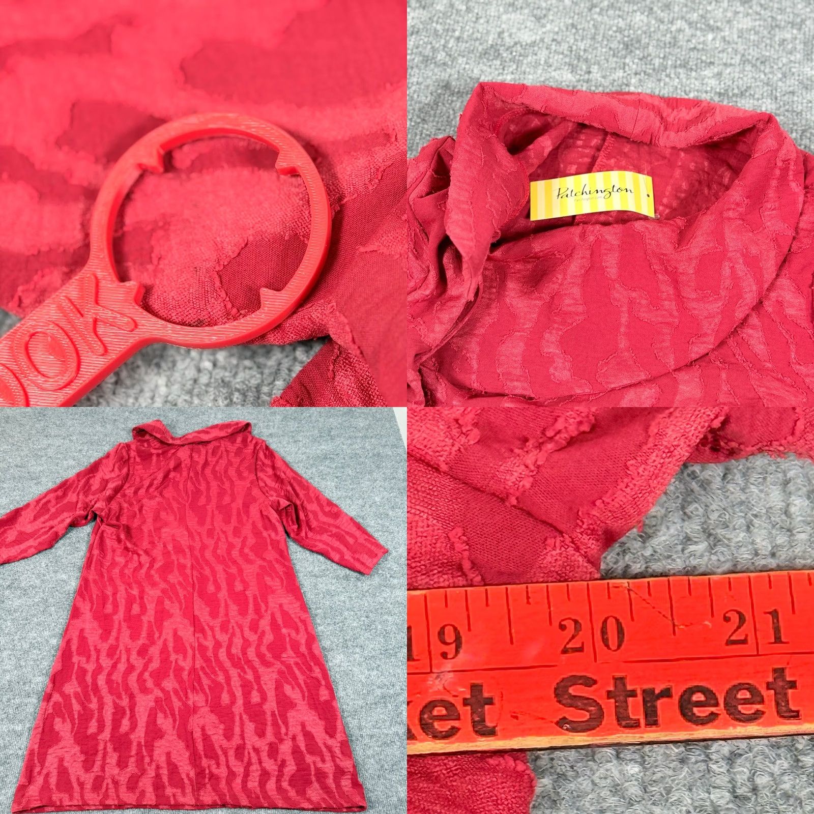 Vintage Creation Red Patterned Collar Neck 3/4 Sleeve Pockets NWT Dress Womens Small IDK? Size S / US 4 / IT 40 - 8 Thumbnail
