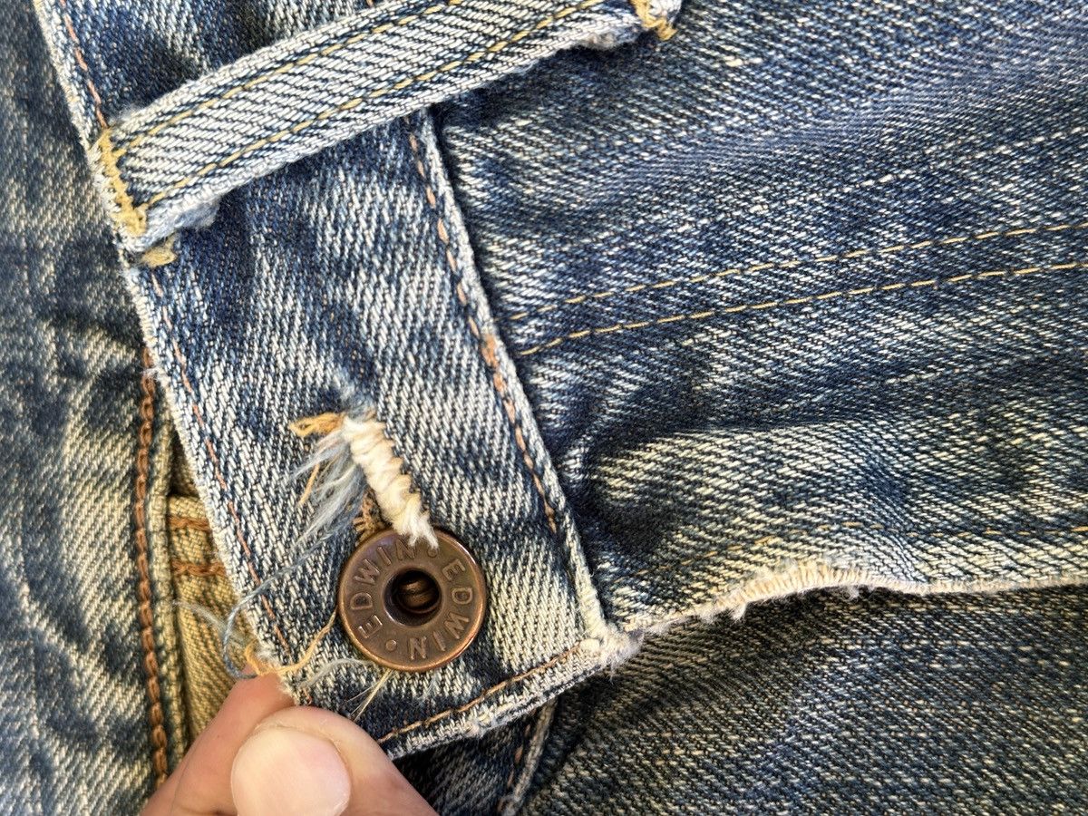 Kapital Trashed Distress Vintage Edwin 505X Selvedge Denim 31x41 Size US 31 - 3 Thumbnail