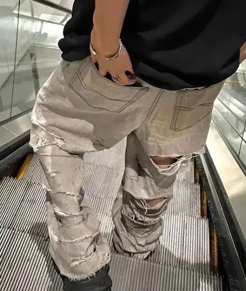 Japanese Brand Y2K Unisex Wide Leg Distressed Back Ripped Jeans Size US 30 / EU 46 - 2 Thumbnail