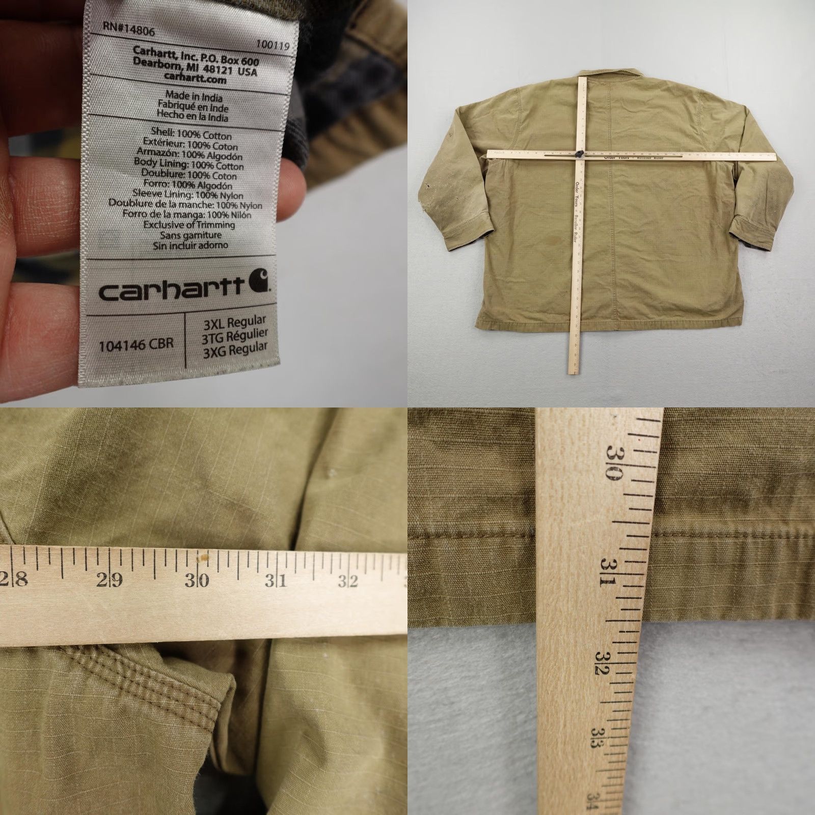 Carhartt VINTAGE Carhartt Jacket Mens 3XL Beige Flannel Lined Ripstop Overcoat Outdoor Casual Size US XXL / EU 58 / 5 - 8 Thumbnail