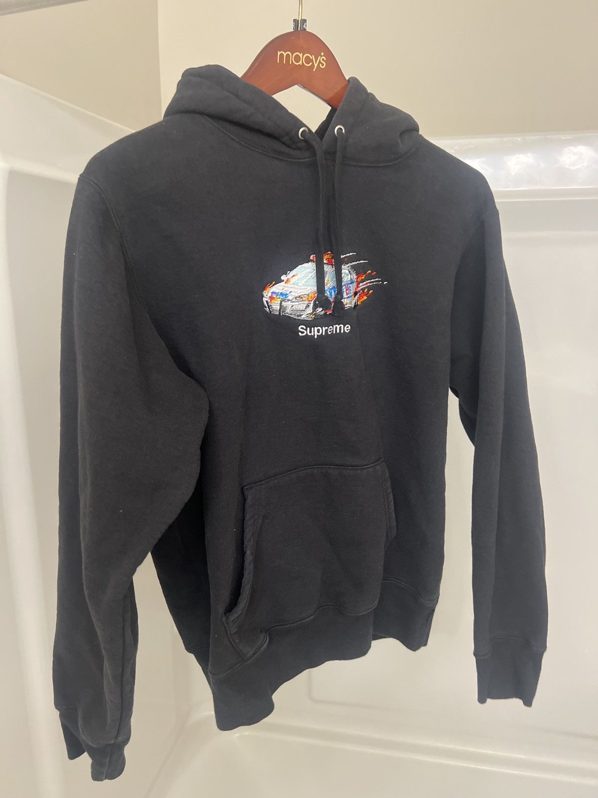image of Supreme Cop Embroidered Hoodie in Black, Men's (Size Small)