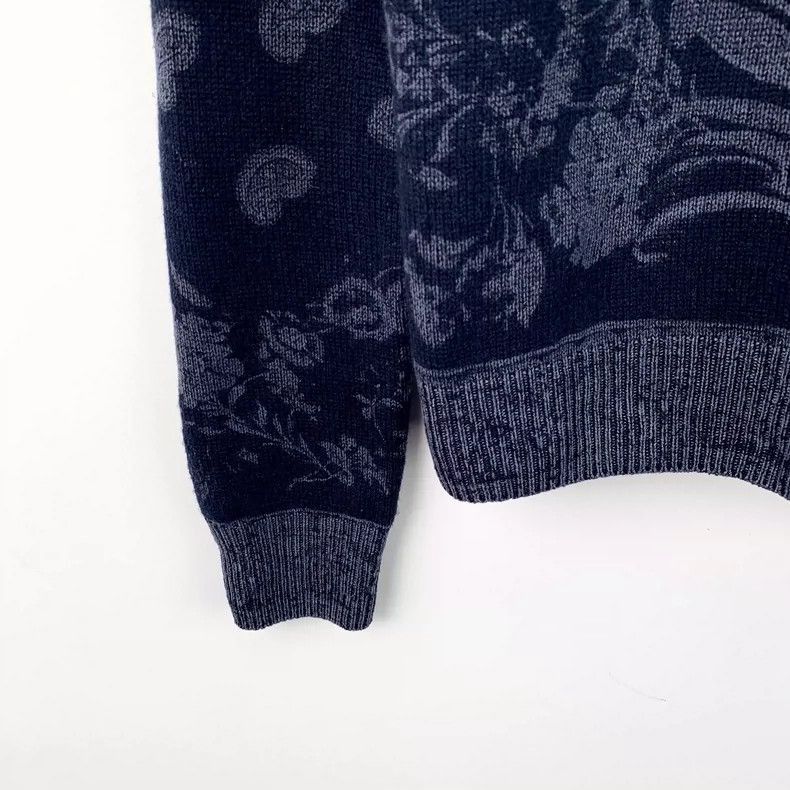 Christian Dior Blue Floral Knit Sweater 36 XS-2505