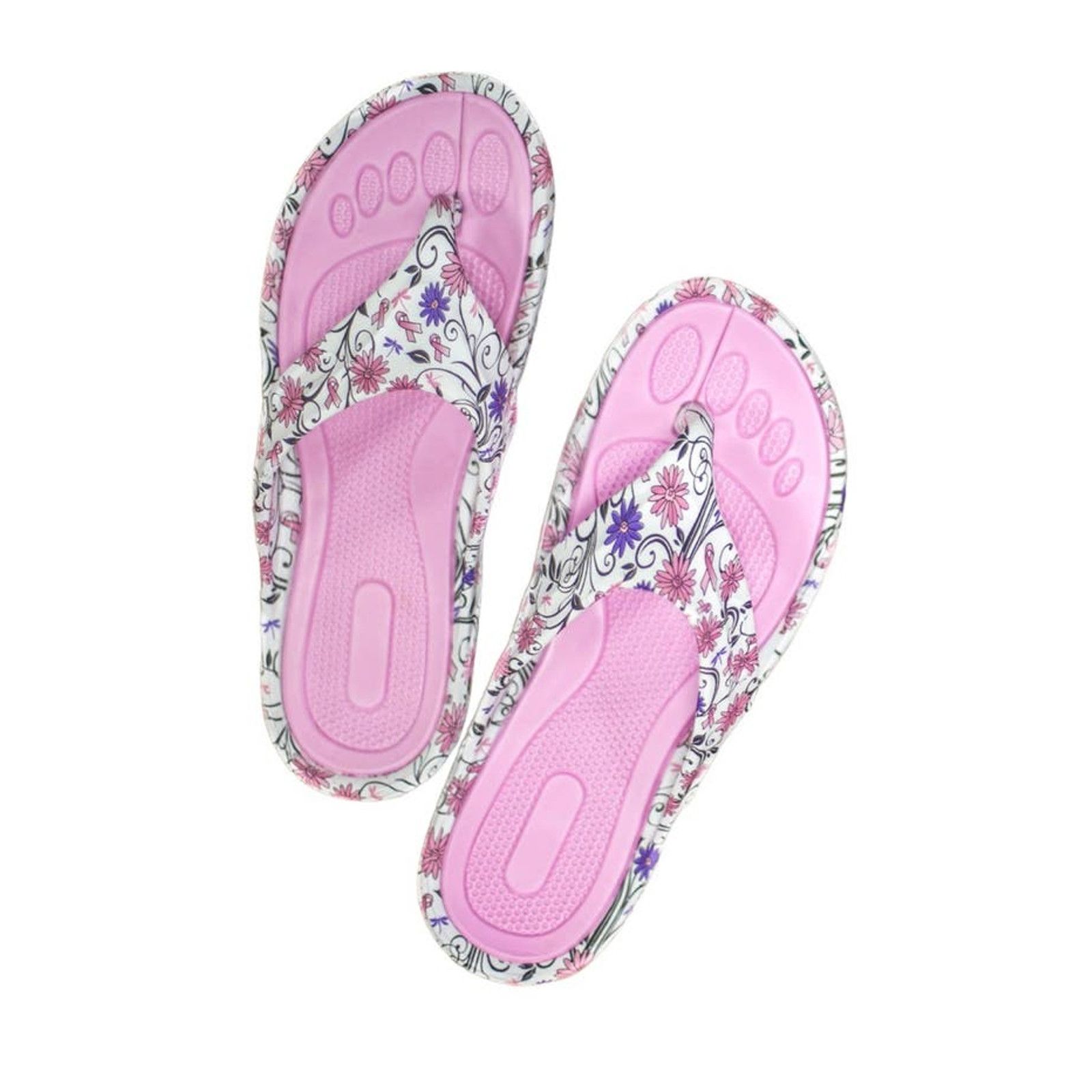 Other GreaterGood 6 Fancy Flower Ribbon Pink White Flip Flops Size US 6 / IT 36 - 1 Thumbnail