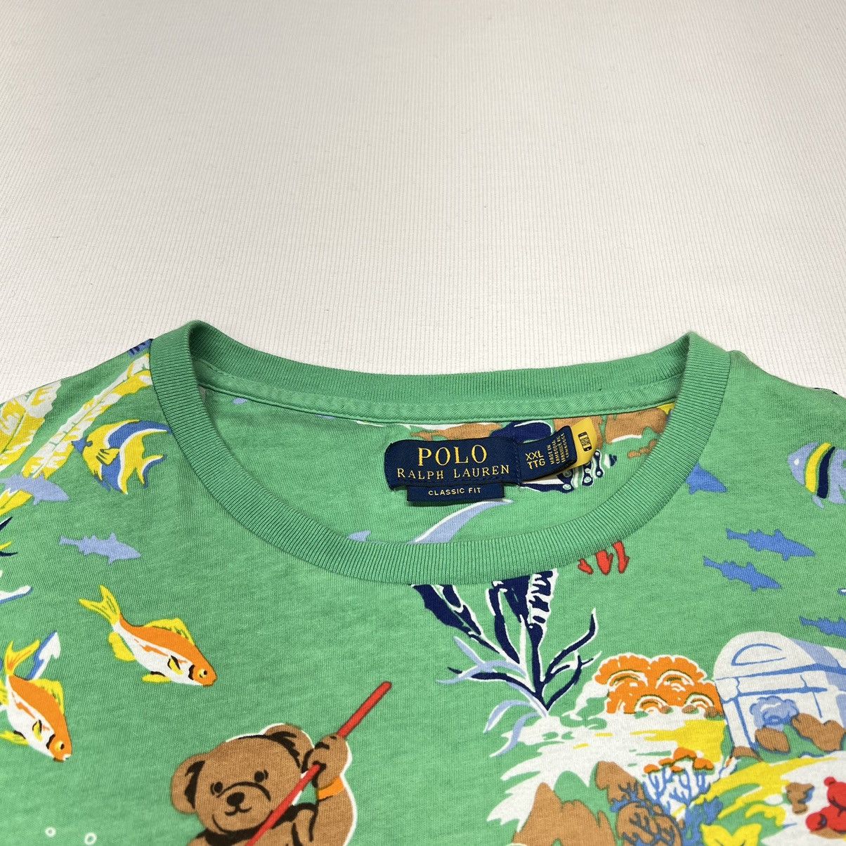 Polo Ralph Lauren Polo Ralph Lauren Tee Shirt Green Underwater Bear Fish Size US XXL / EU 58 / 5 - 4 Thumbnail