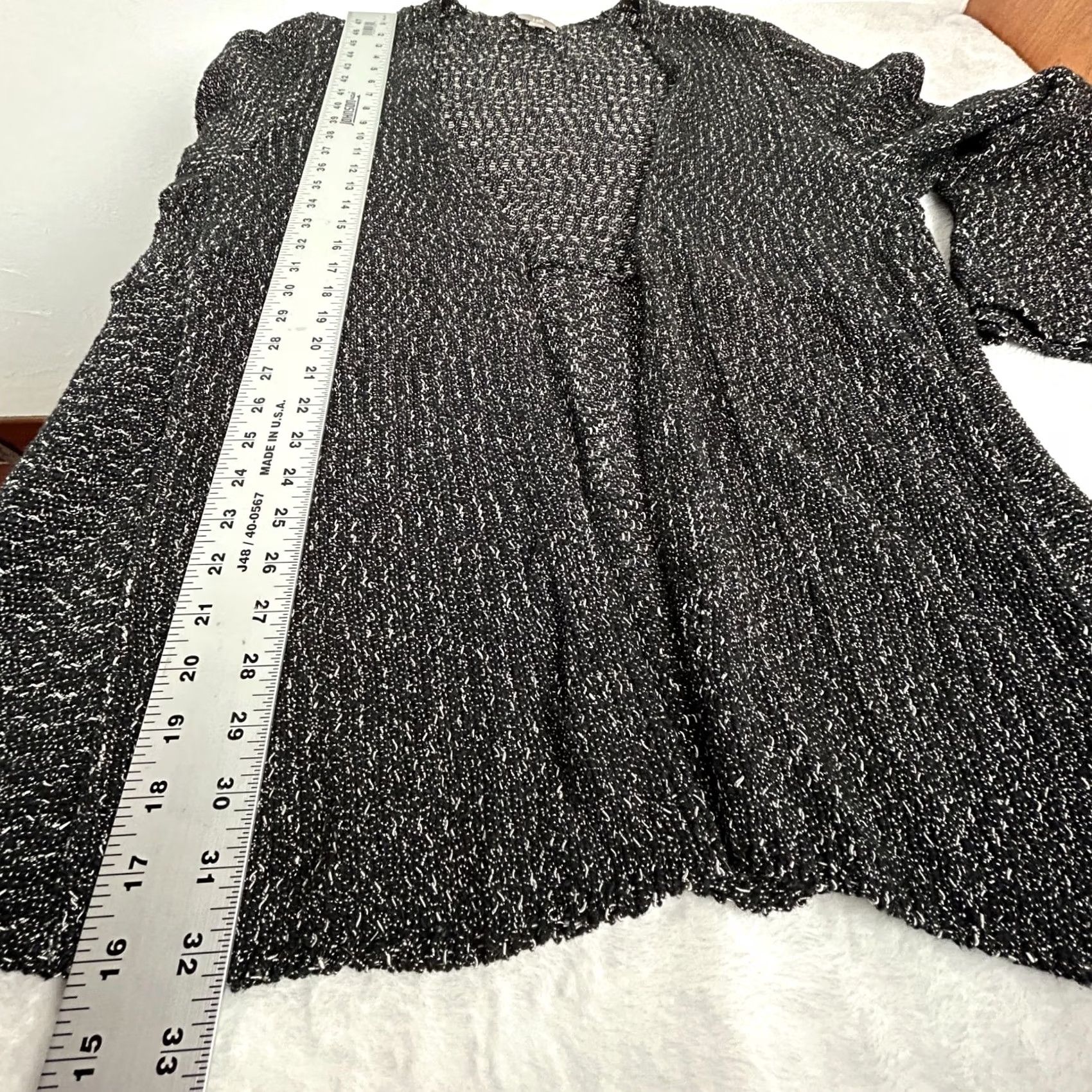 J. Jill J. Jill Cardigan Shirt Womens XL Black White Open-Front Textured Knit Sweater Size XL / US 12-14 / IT 48-50 - 8 Thumbnail
