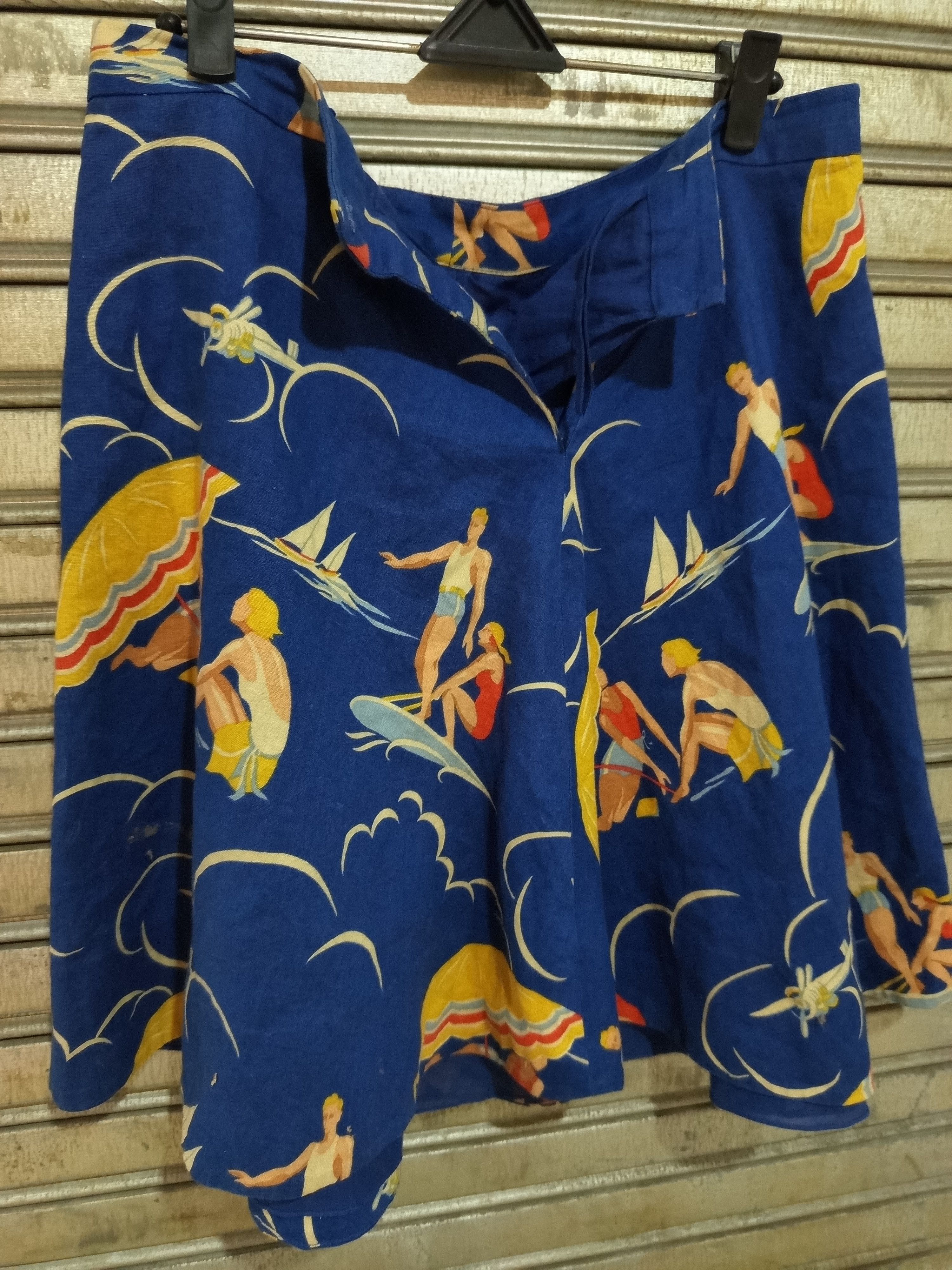 Ralph Lauren Ralph Lauren Nautical Beach Print Skirt Blue Cotton Linen Size 34" / US 12 / IT 48 - 4 Thumbnail