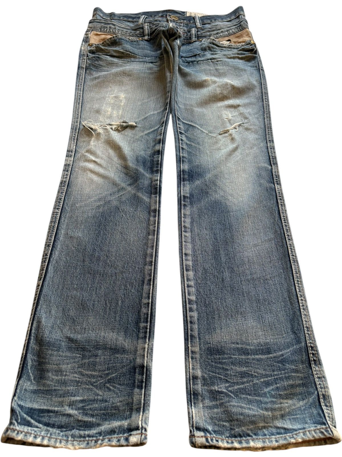 Japanese Brand Vintage Japanese Brand Double Waist Faded Wash Ripped Jeans Size US 33 - 1 Thumbnail