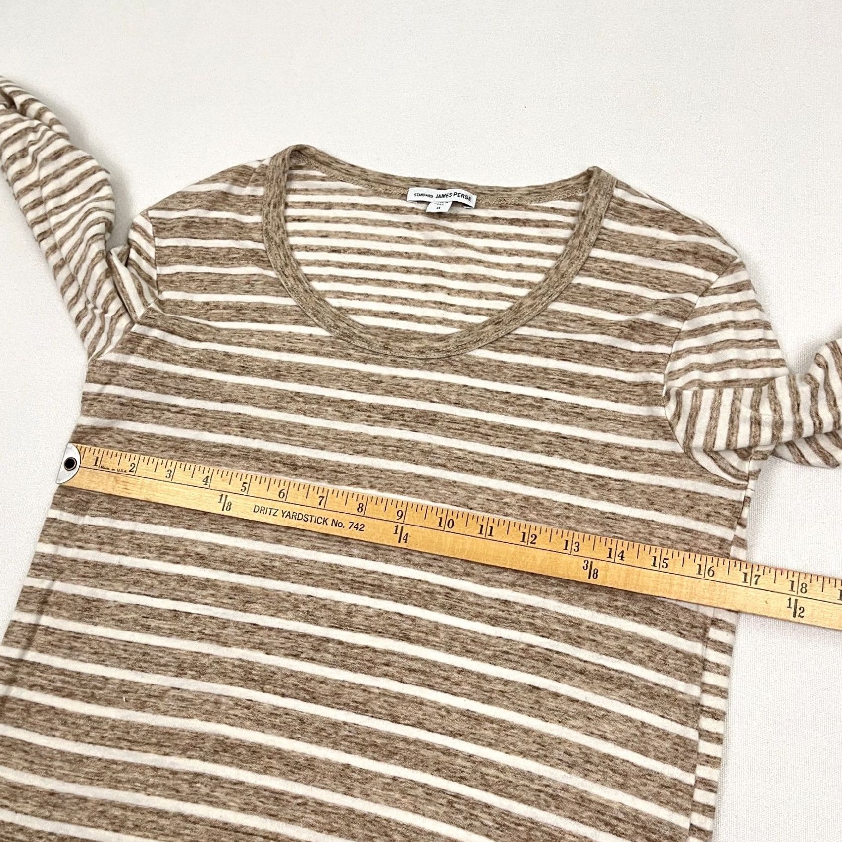 James Perse James Perse Blouse Womens XS Brown Striped Contrast Scoop Knit 3/4 Sleeve Casual Workwear Mens? Size XS / US 0-2 / IT 36-38 - 6 Thumbnail