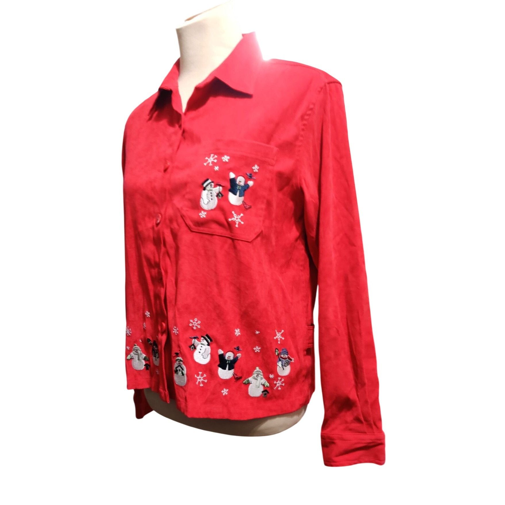Vintage Vintage Christopher & Banks Shirt Size M Red Snowman Embroid Size M / US 6-8 / IT 42-44 - 7 Thumbnail