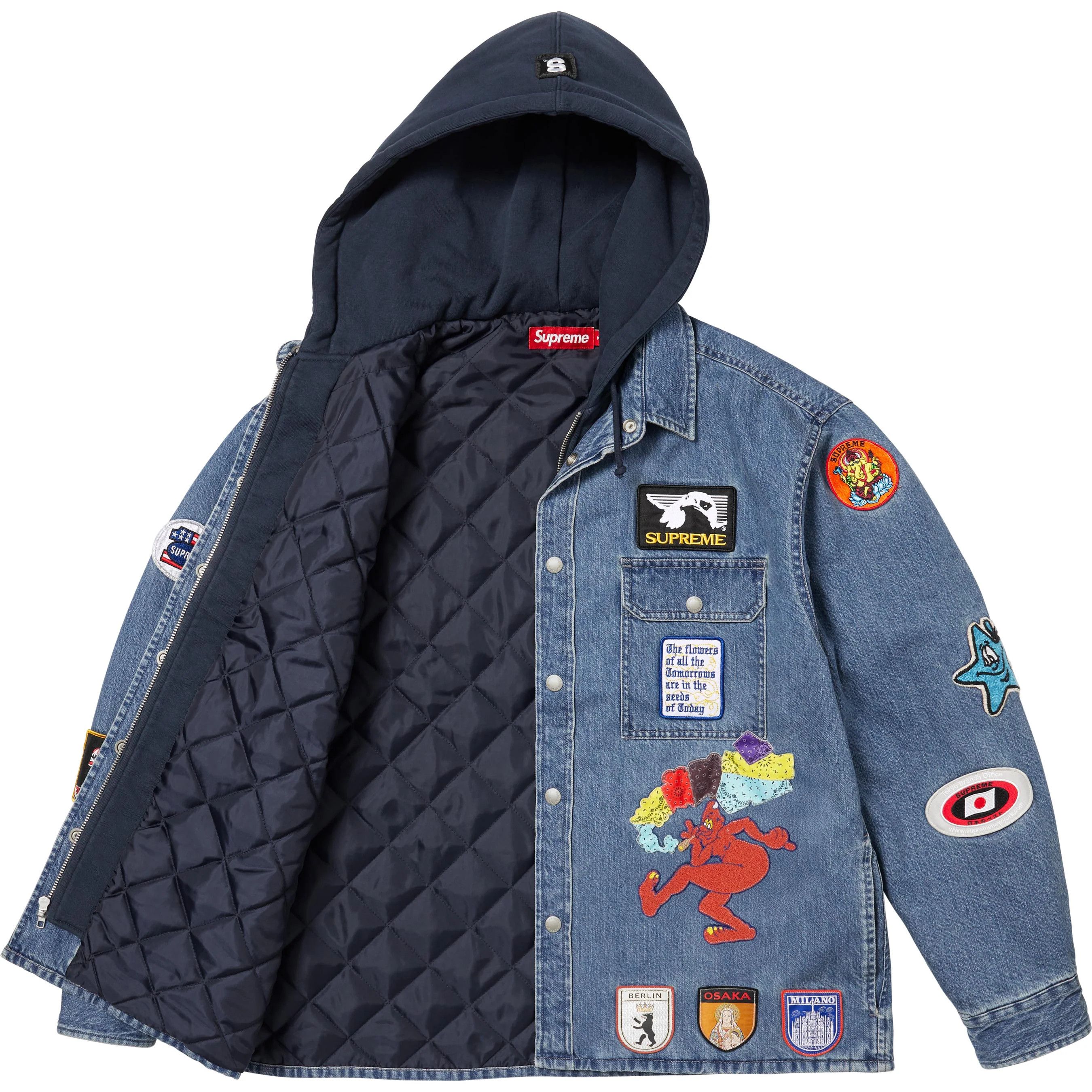 Supreme Supreme Patches Hooded Shirt Size US M / EU 48-50 / 2 - 3 Thumbnail