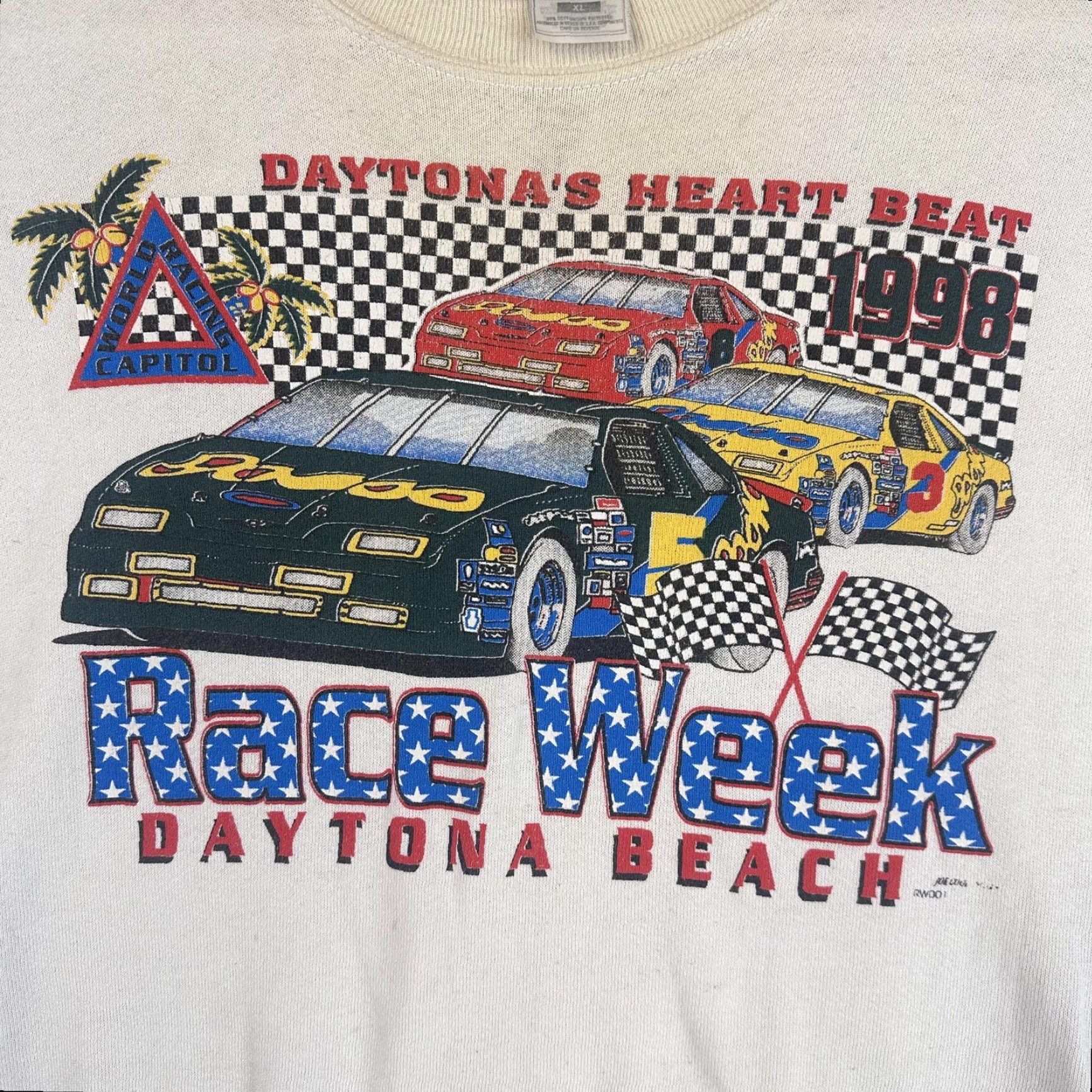Fruit Of The Loom VINTAGE Daytona Beach Race Week Sweatshirt Mens XL 1998 NASCAR Racing Graphic Size US XL / EU 56 / 4 - 4 Thumbnail