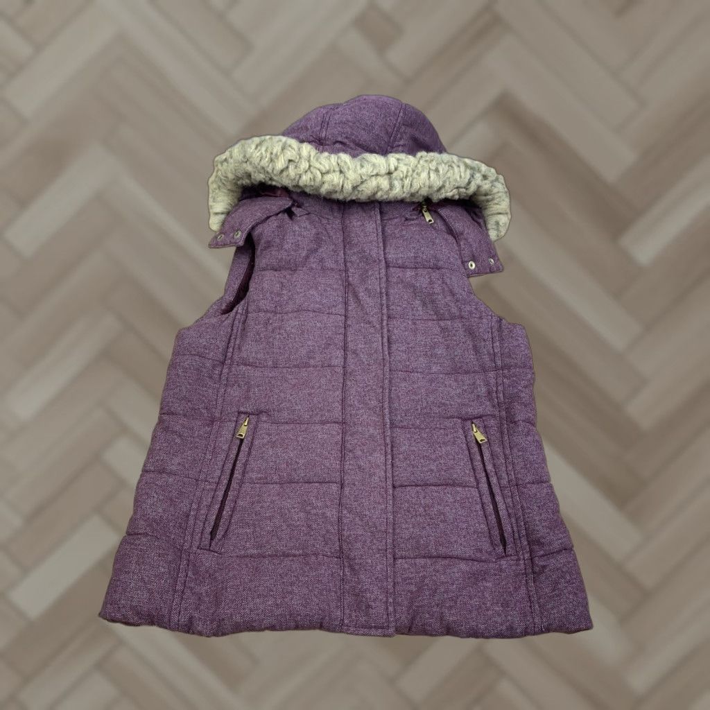 Banana Republic VINTAGE Banana Republic Jacket Vest Womens S Red Purple Hooded Sherpa Lined 11147 Size S / US 4 / IT 40 - 1 Thumbnail