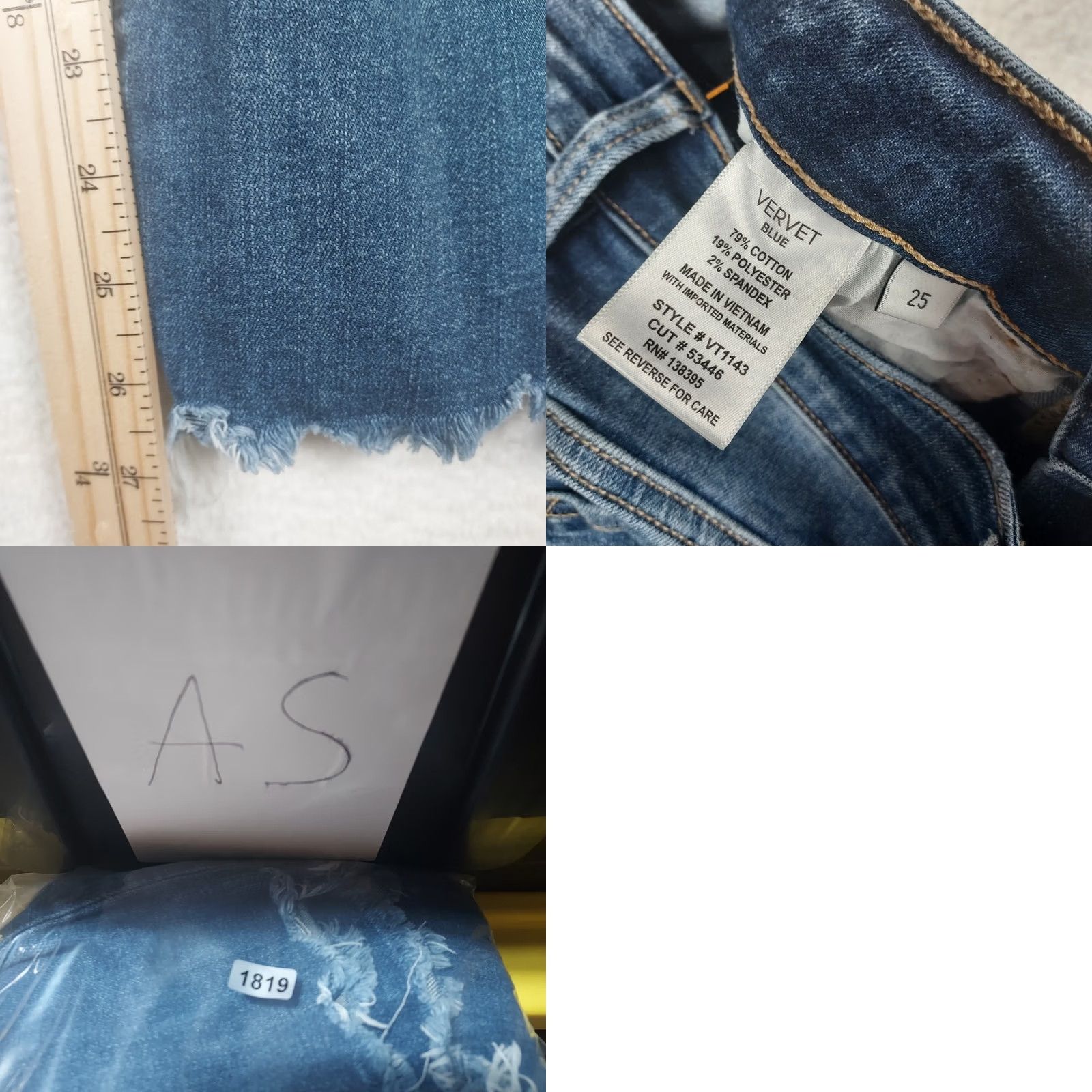 Denime Vervet Jeans Blue Womens Size 25 Straight Leg Distressed Denim 5-Pocket Button Closure Fashion Clothing Size 42" / US 20 - 8 Thumbnail