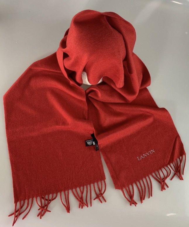 Lanvin Lanvin 🇮🇹 red cashmere fringe ends embroidered scarf NEW Size ONE SIZE - 11 Thumbnail