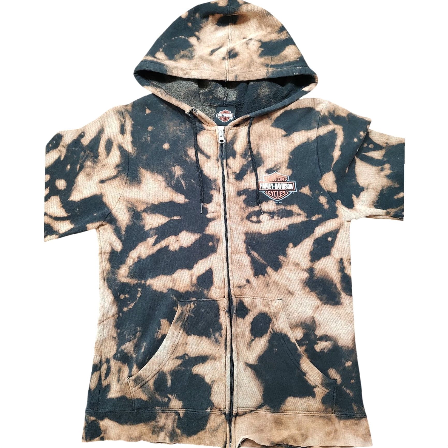 Harley Davidson Harley-Davidson Womens Sweatshirt Full Zip Hoodie S Black Biker Tie Dye Acid Wash Motorcycle Grunge Size S / US 4 / IT 40 - 4 Thumbnail