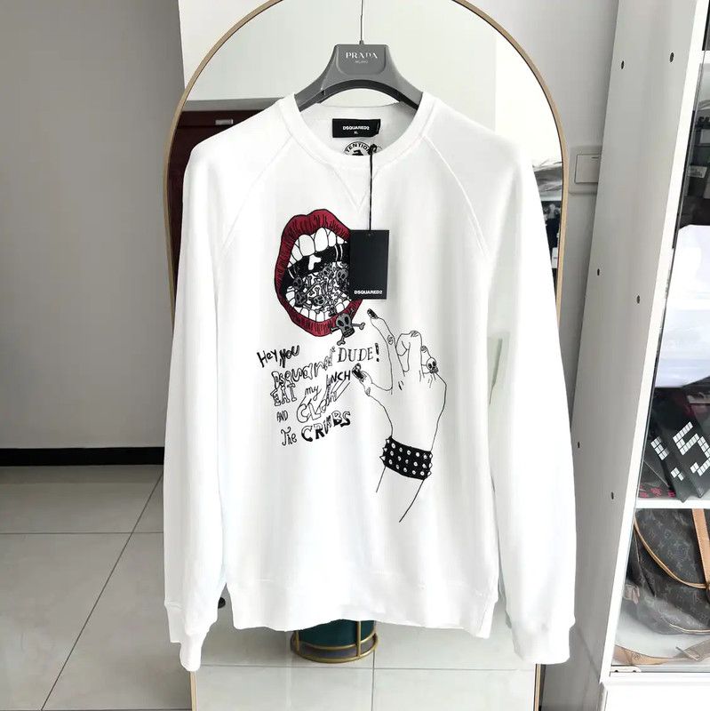 Dsquared2 DSQUARED2 White Cotton Graphic Sweatshirt for Men 0089 Size US XL / EU 56 / 4 - 1 Thumbnail